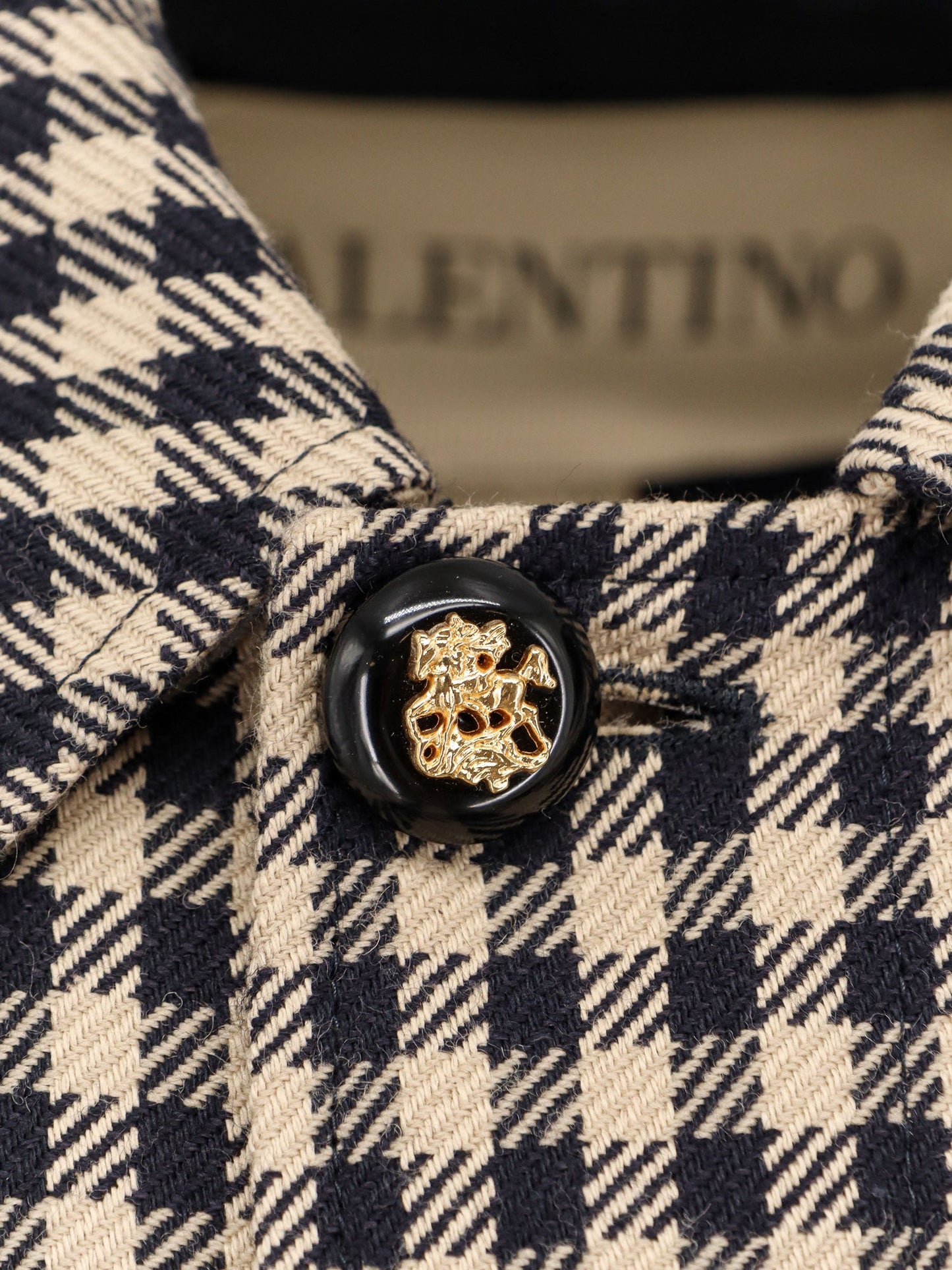 VALENTINO Wool and cotton coat with Vichy motif