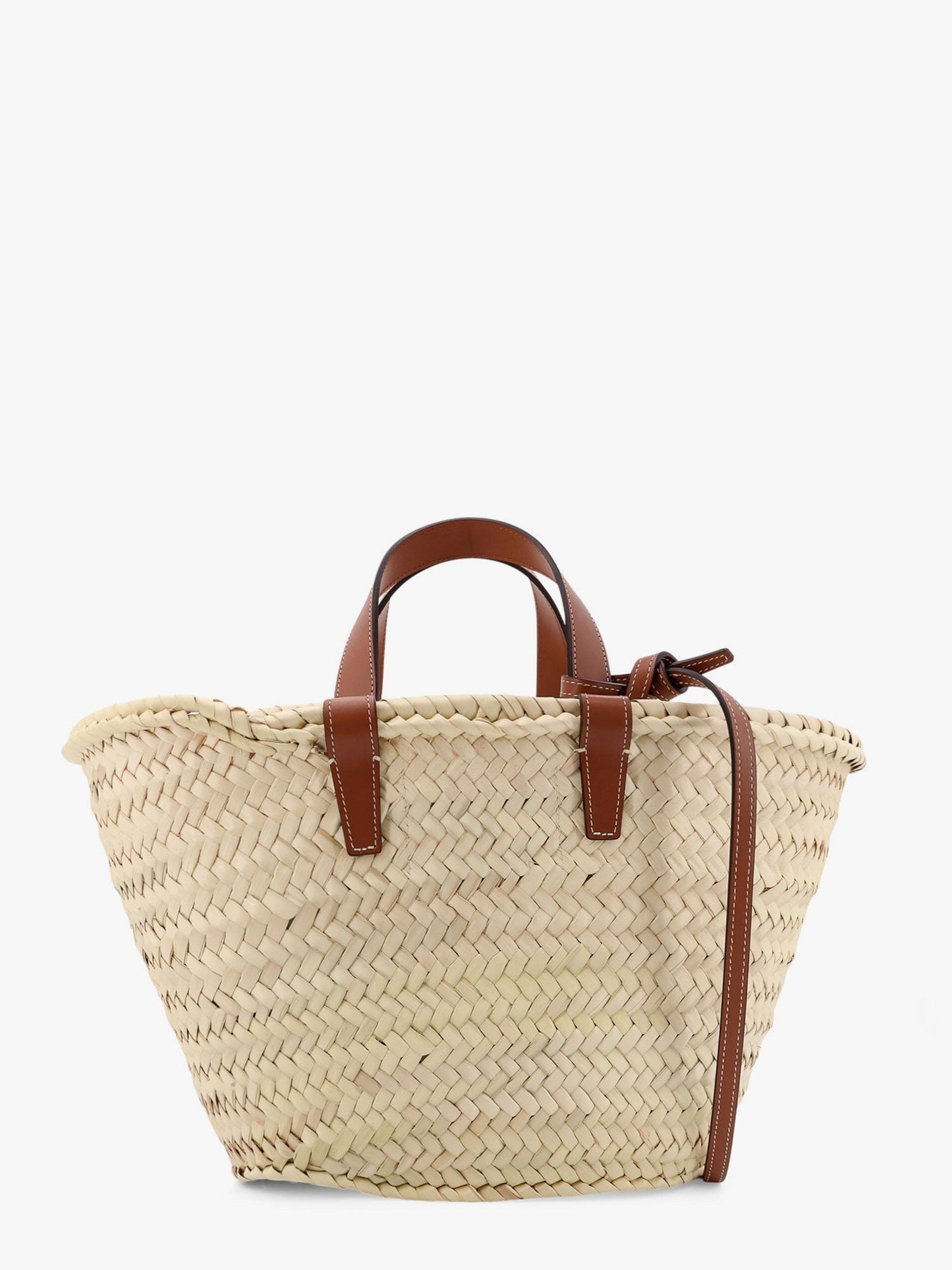 CELINE Classic Panier Teen raffia and leather handbag