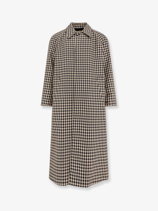 VALENTINO Wool and cotton coat with Vichy motif