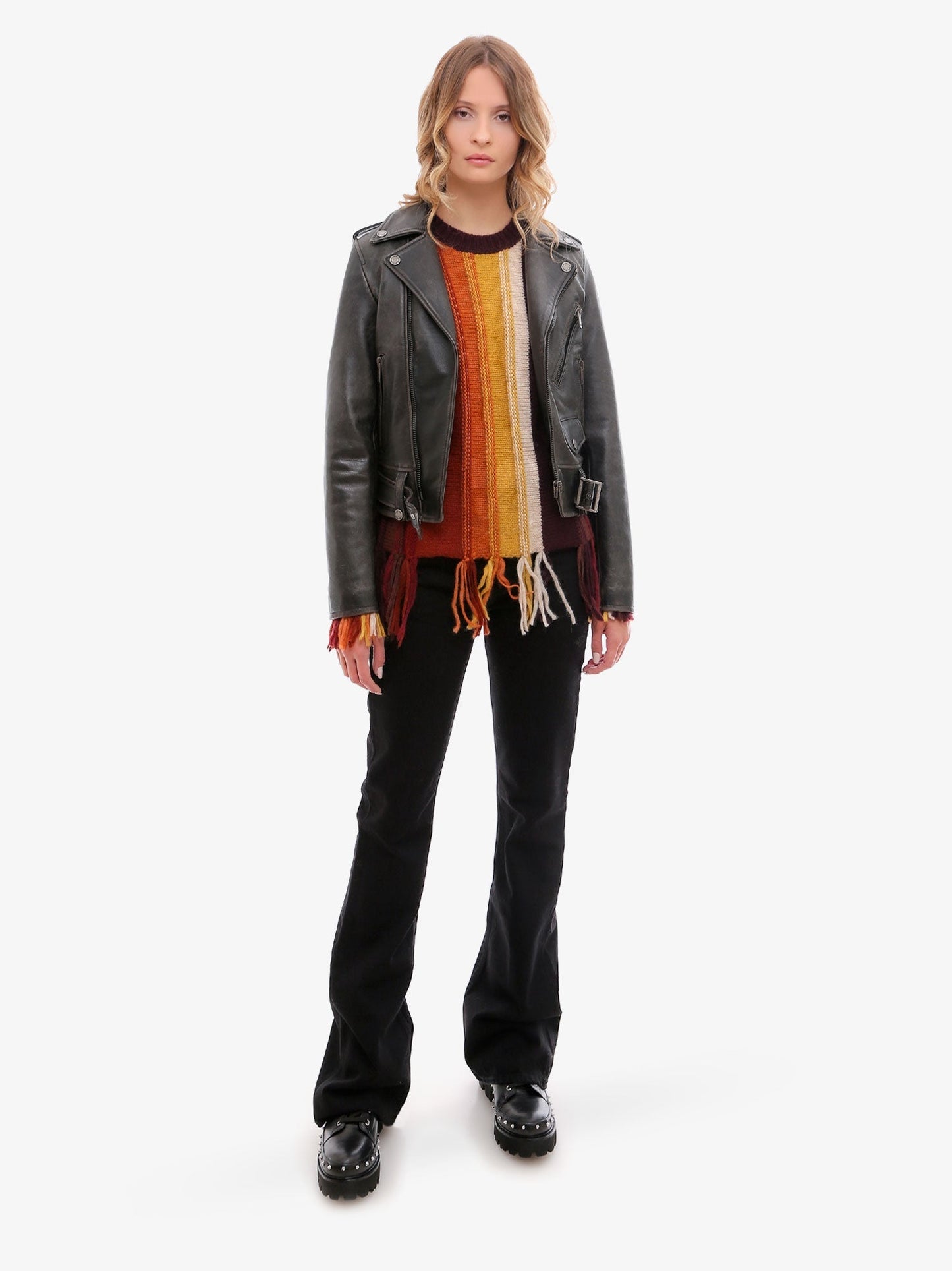 GOLDEN GOOSE DELUXE BRAND Slim fit Destiny lived-in effect leather biker