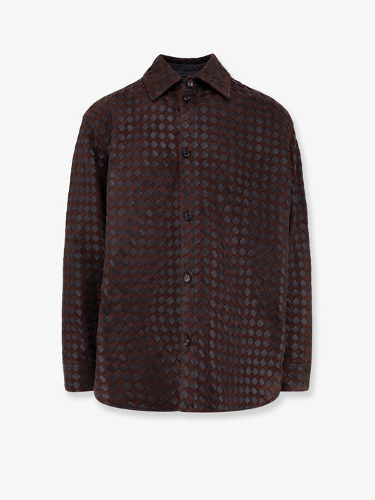 BOTTEGA VENETA Leather and suede shirt/jacket with Intrecciato motif