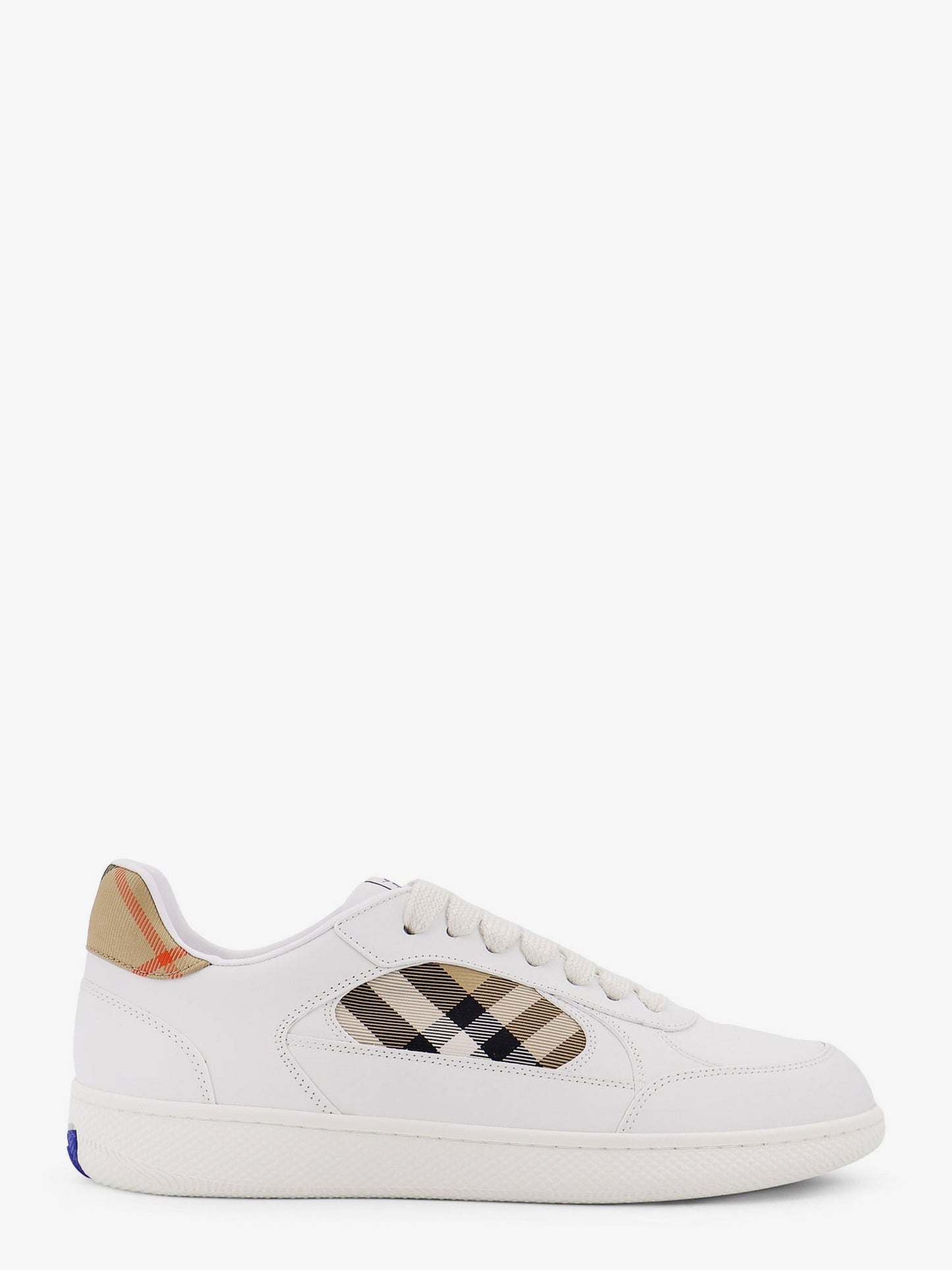 BURBERRY Low-top leather sneakers with check inserts