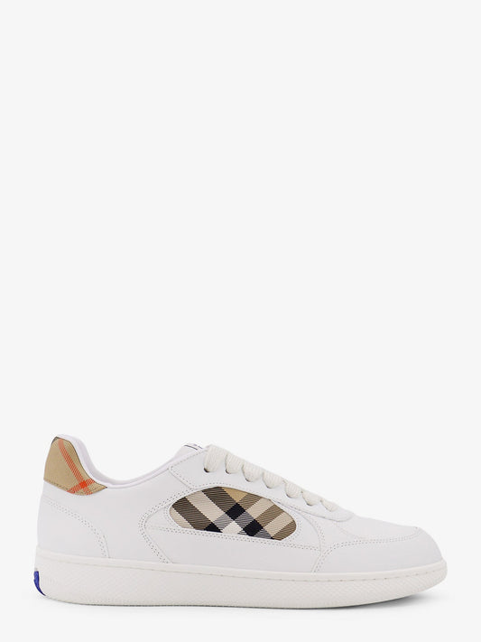 BURBERRY Low-top leather sneakers with check inserts