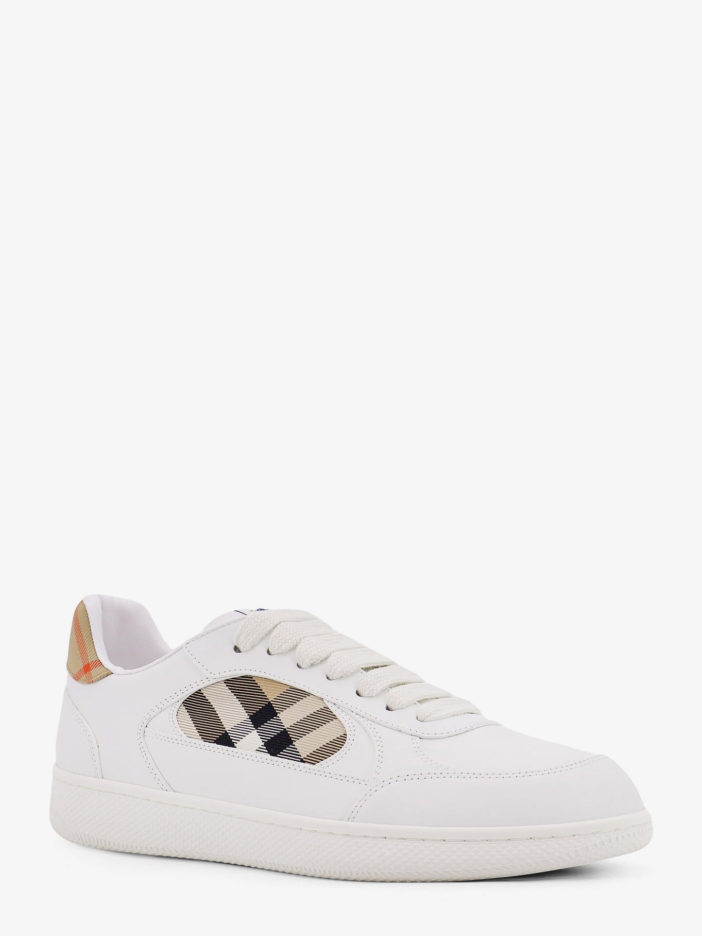 BURBERRY Low-top leather sneakers with check inserts