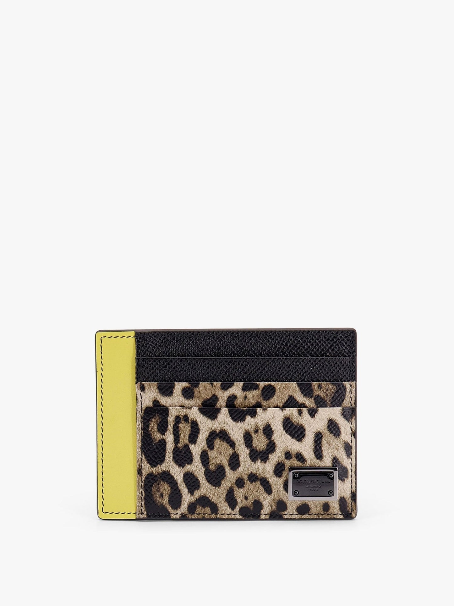 DOLCE & GABBANA Saffiano leather card holder with animalier insert