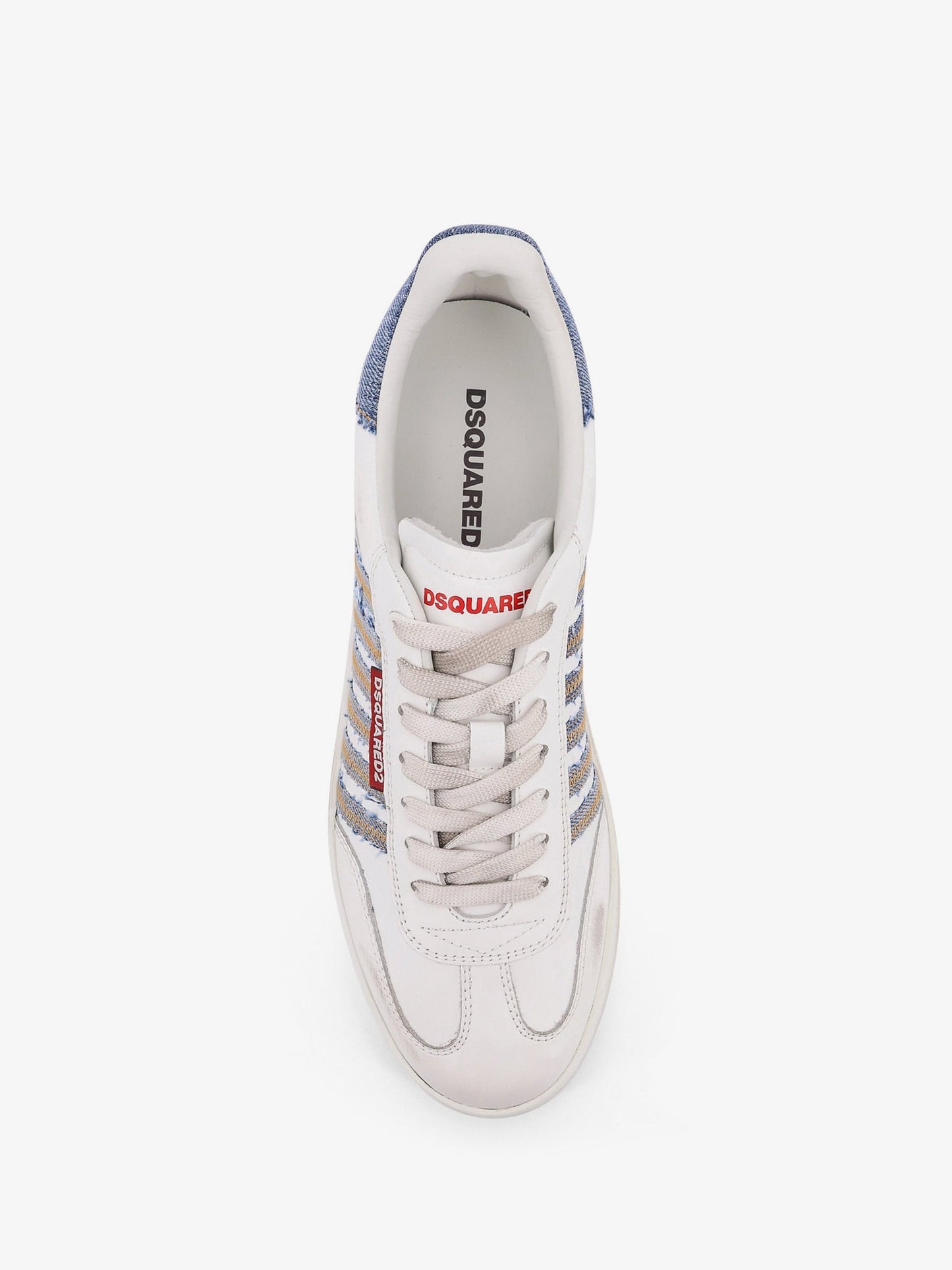 DSQUARED2 Low-top leather sneakers with denim profiles