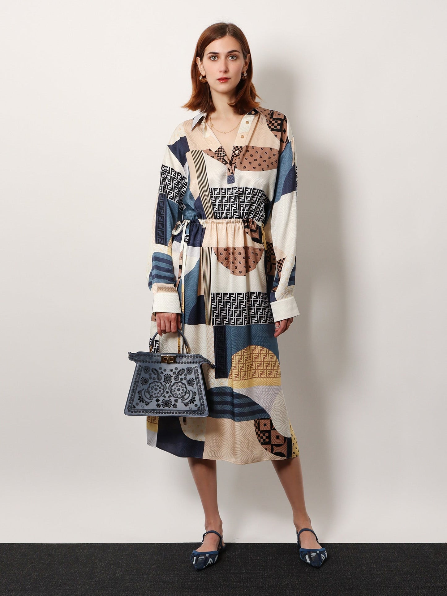 FENDI Patchwork silk dress