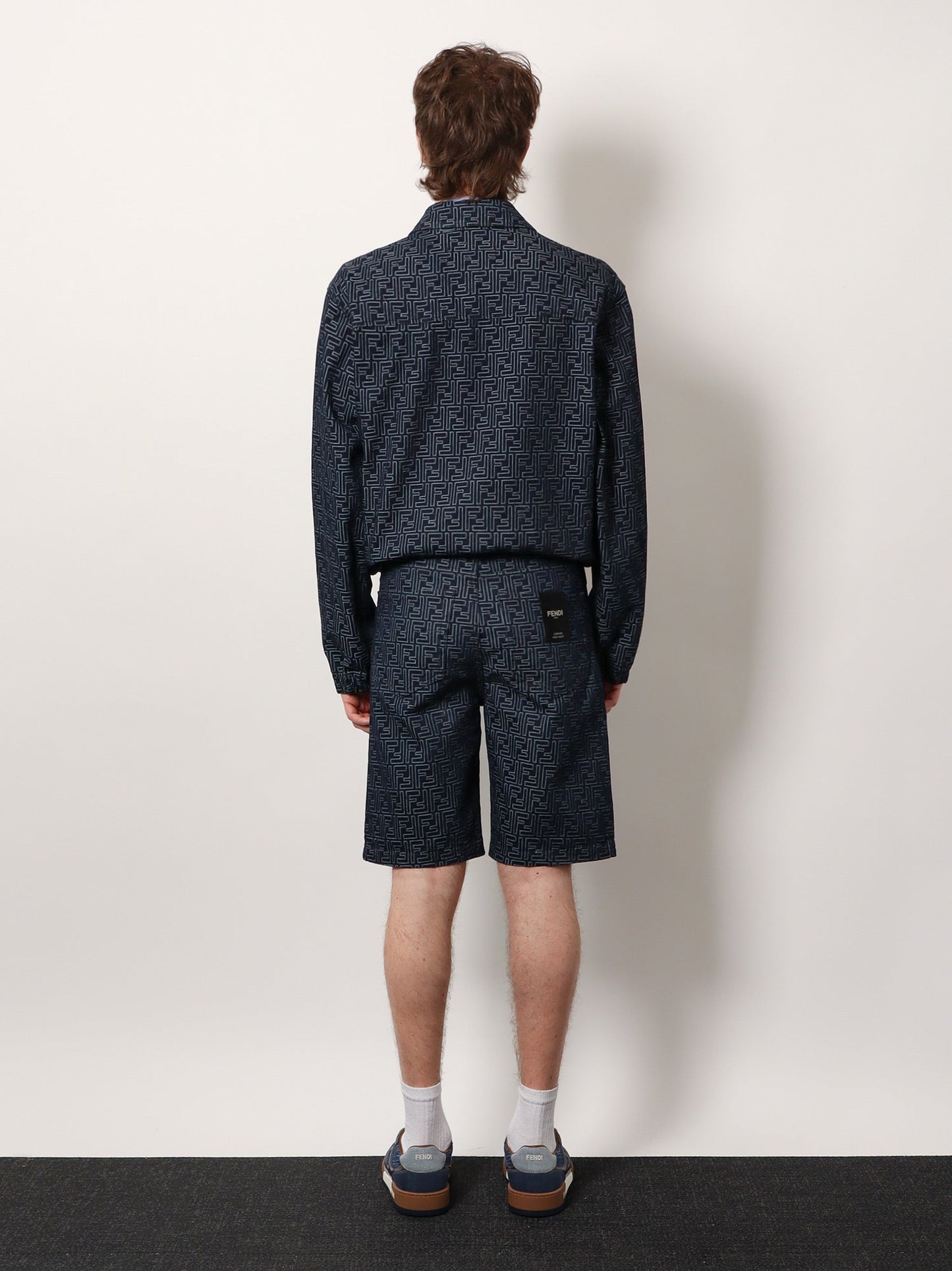 FENDI Denim bermuda shorts with all-over FF logo