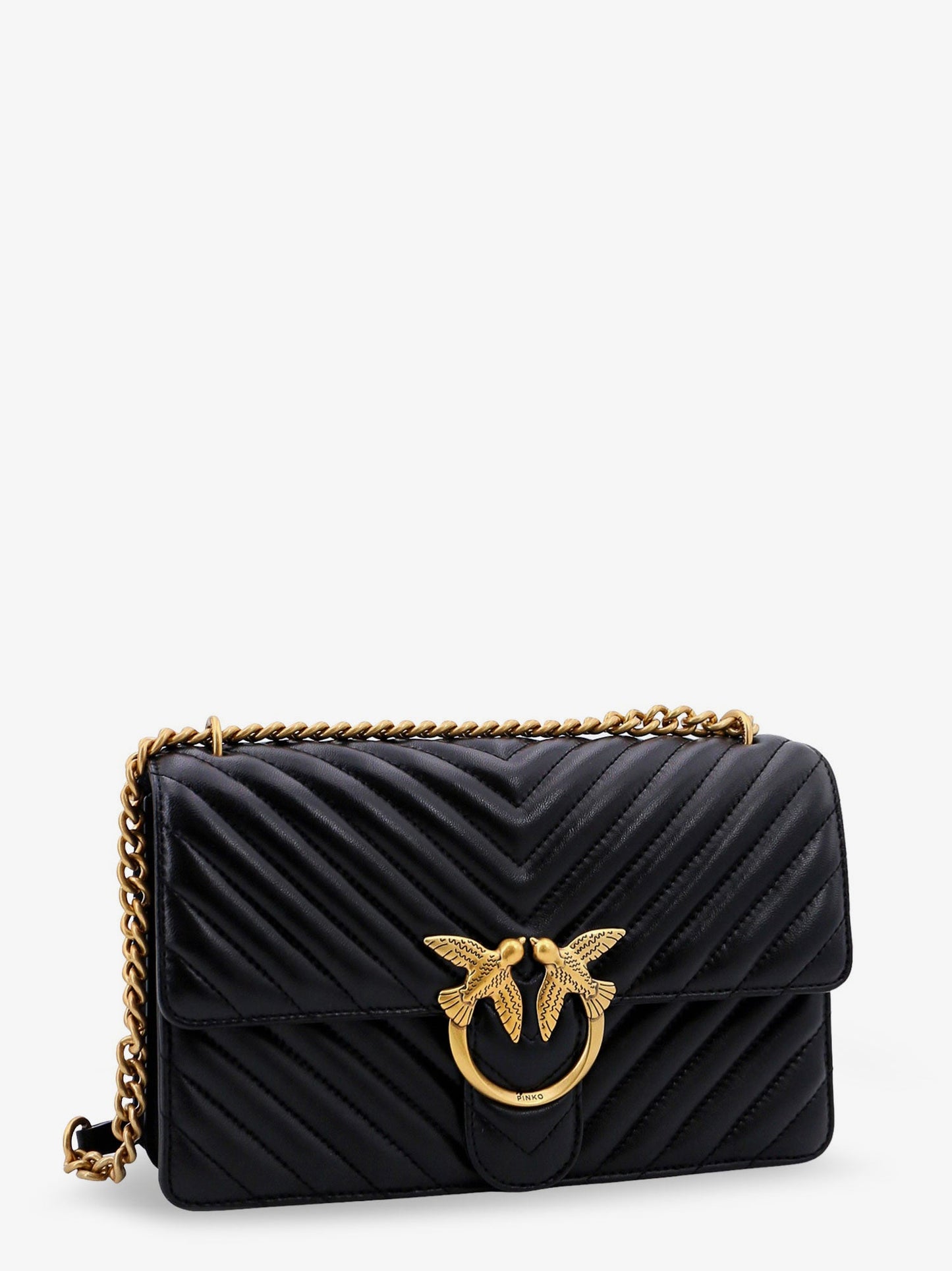 PINKO Love One matelassé leather shoulder bag