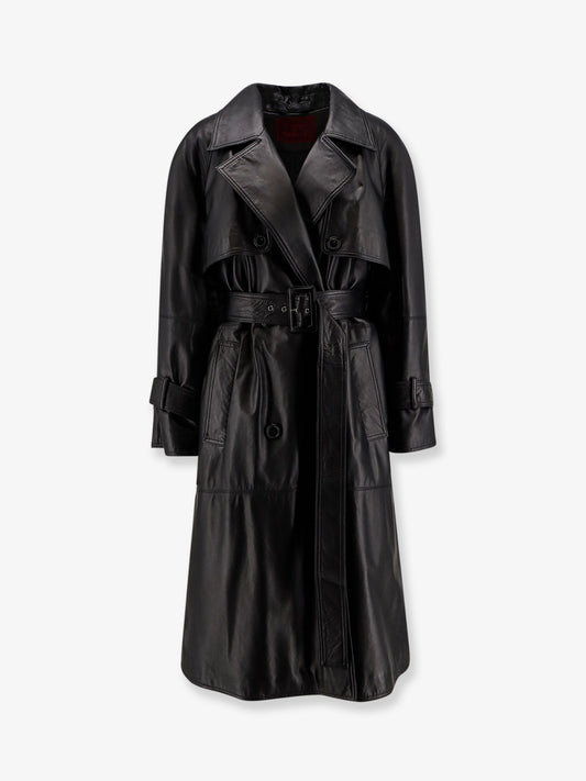 STELLA MAXWELL X MARELLA First Class leather trench with padding