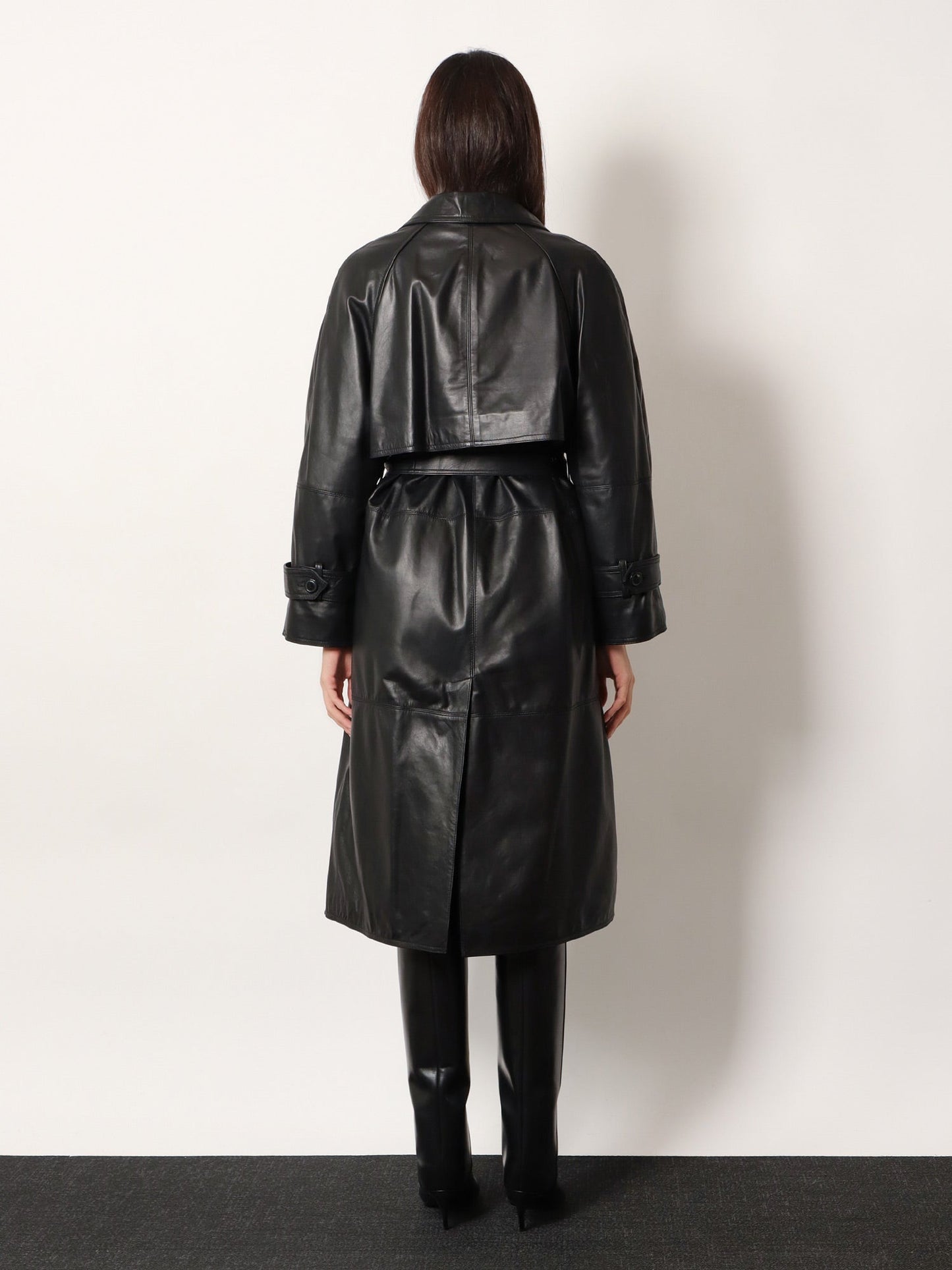 STELLA MAXWELL X MARELLA First Class leather trench with padding