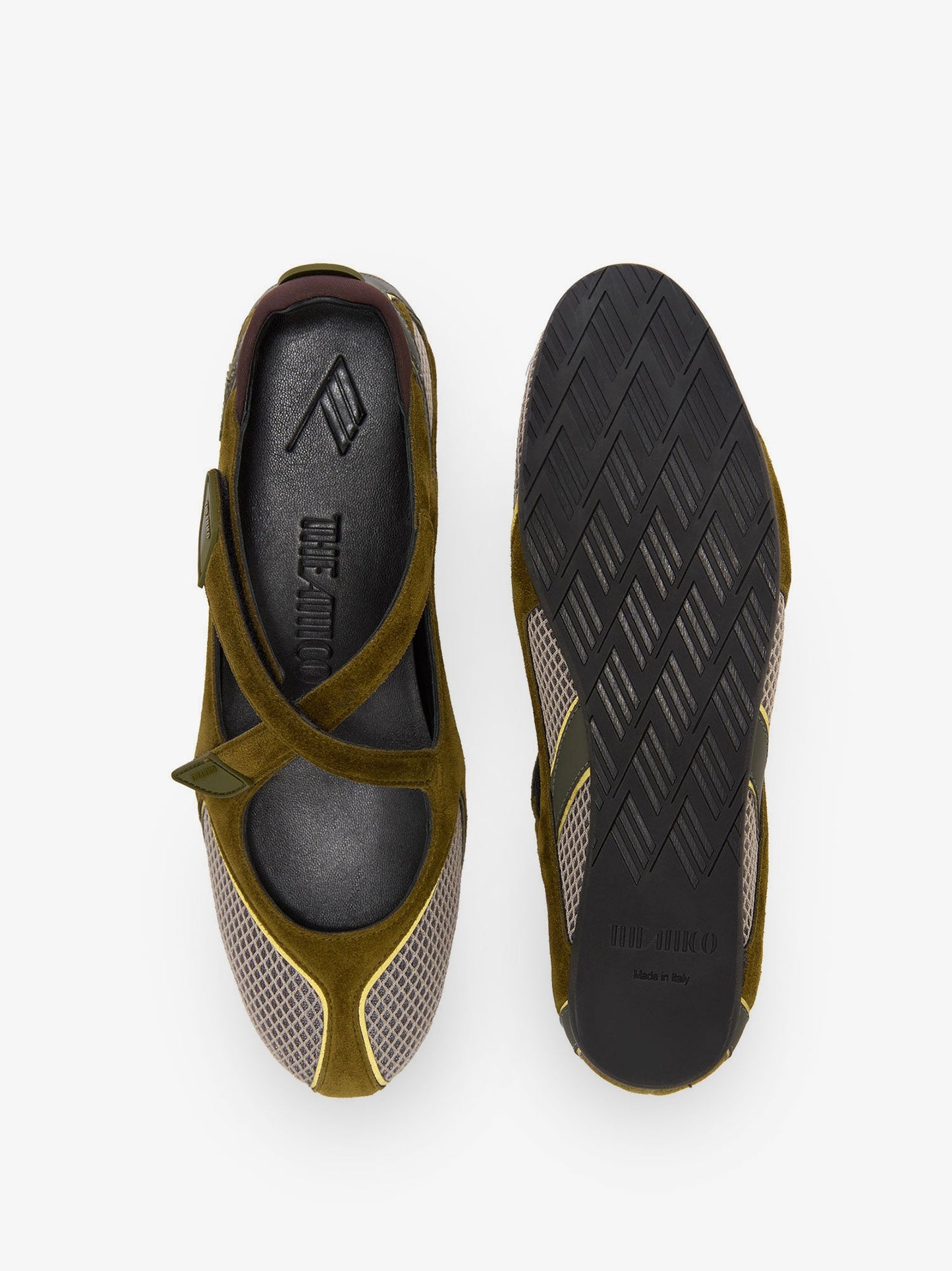 THE ATTICO Floor 01 mesh and suede Ballerinas Flat