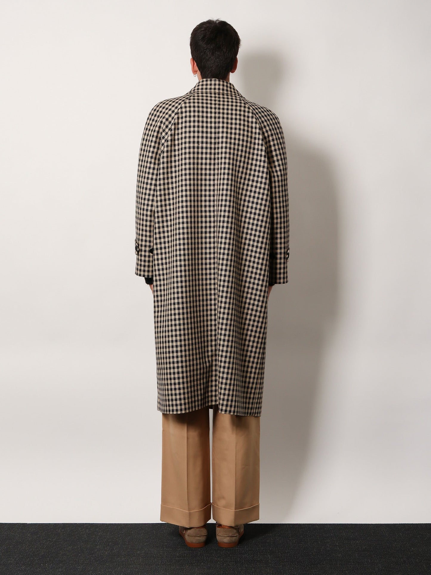 VALENTINO Wool and cotton coat with Vichy motif