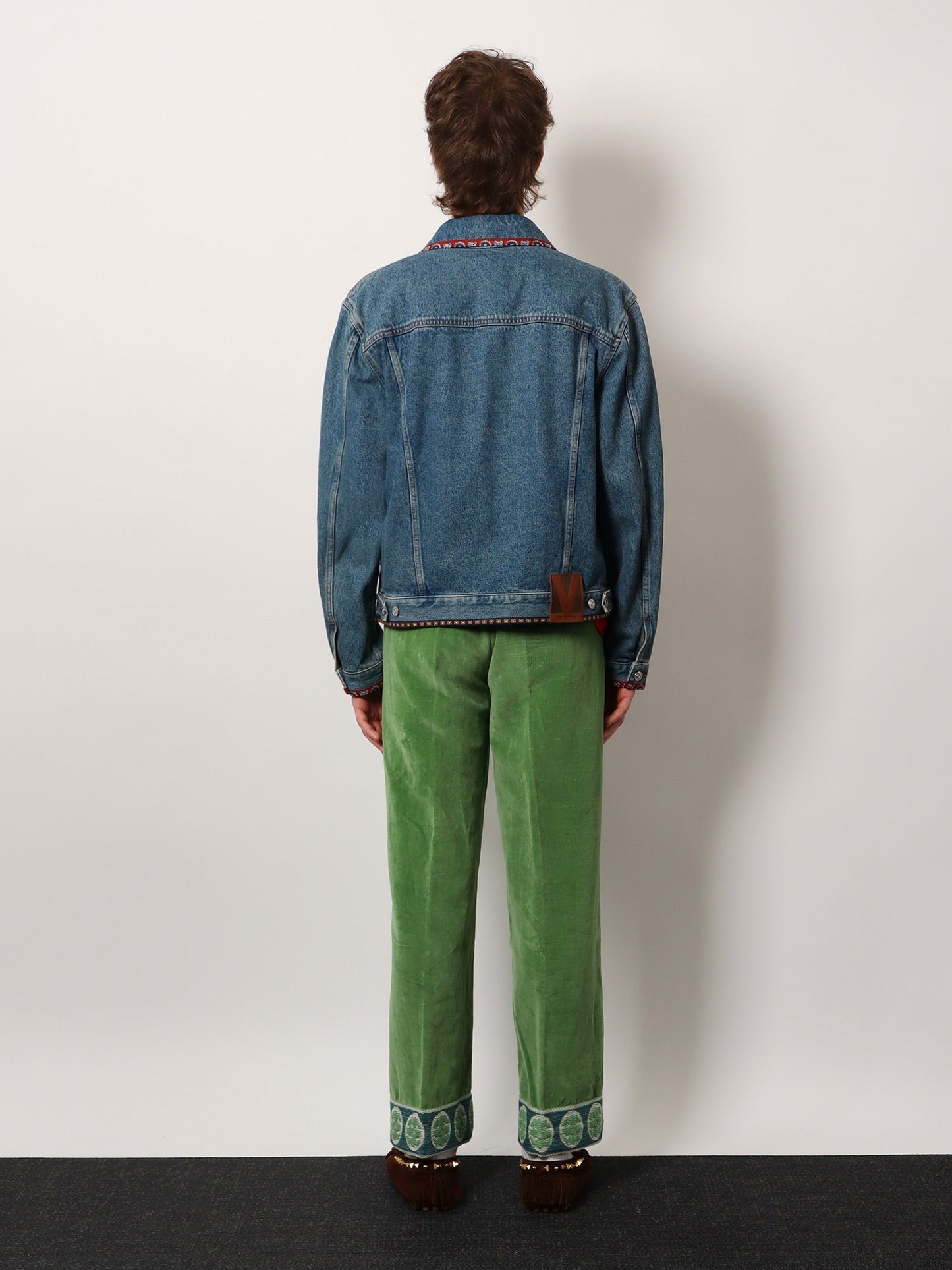 VALENTINO Denim jacket with multicolor embroidery