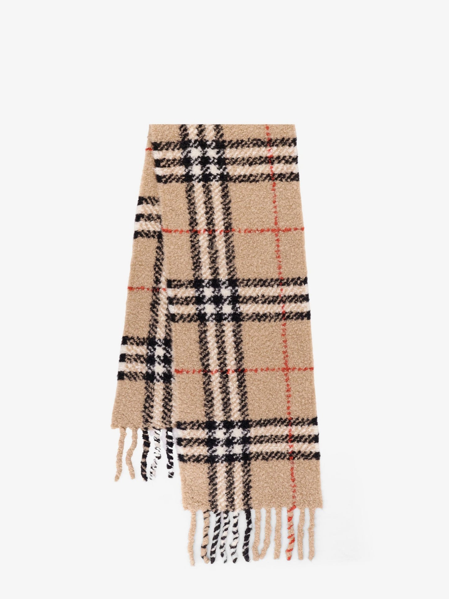 BURBERRY Wool blend and alpaca bouclé scarf