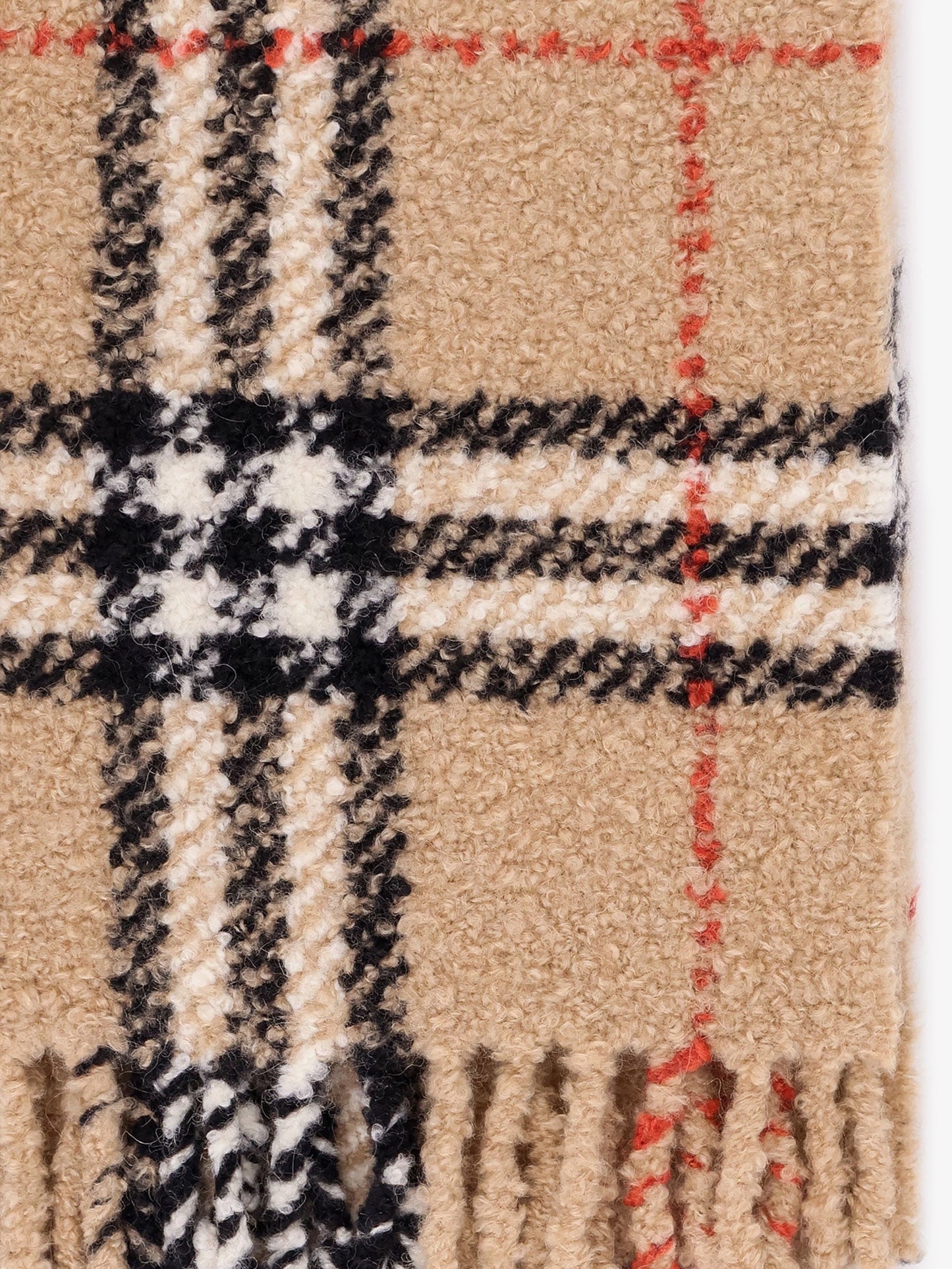 BURBERRY Wool blend and alpaca bouclé scarf