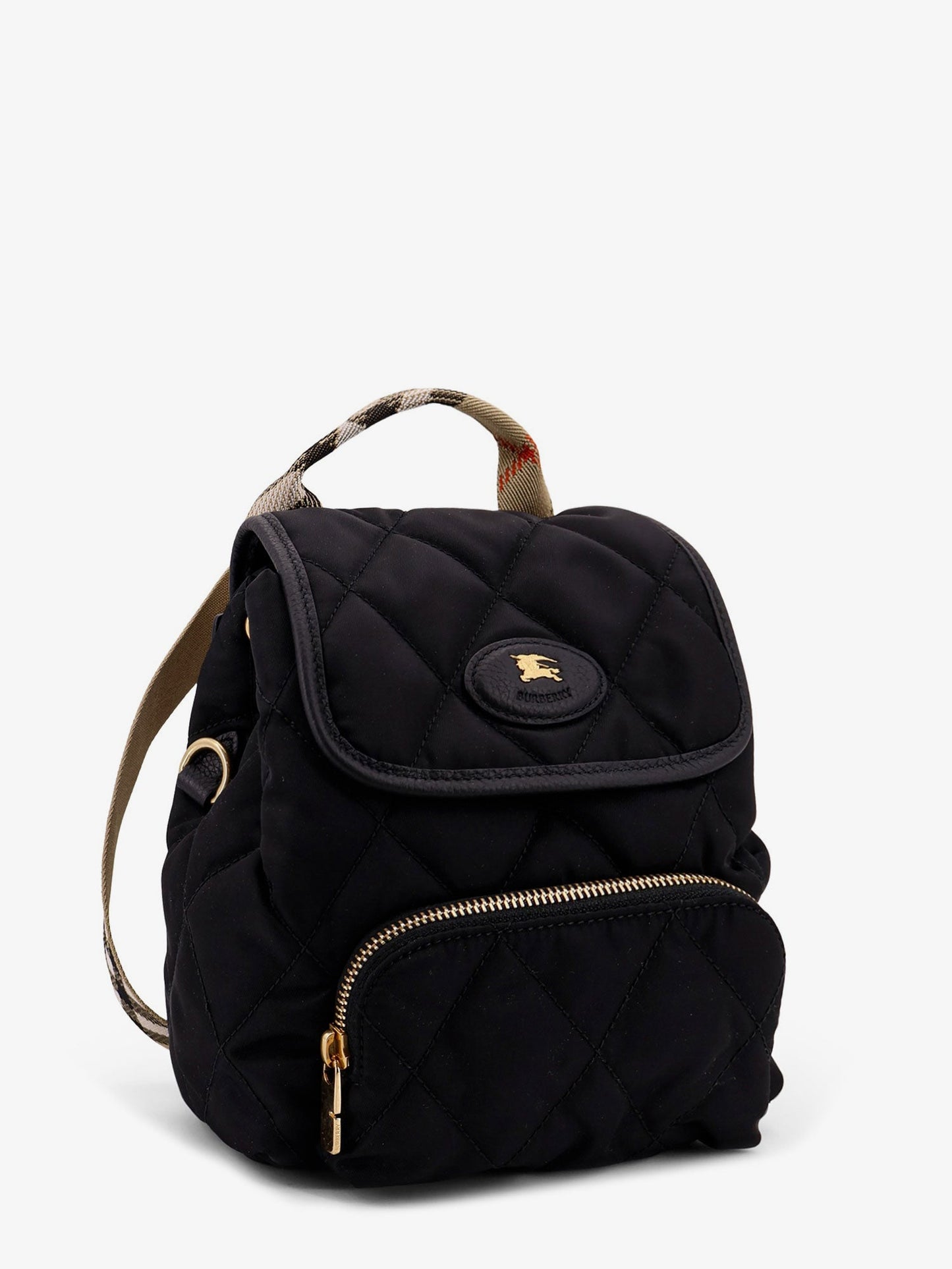 BURBERRY Nylon backpack with leather logo patch