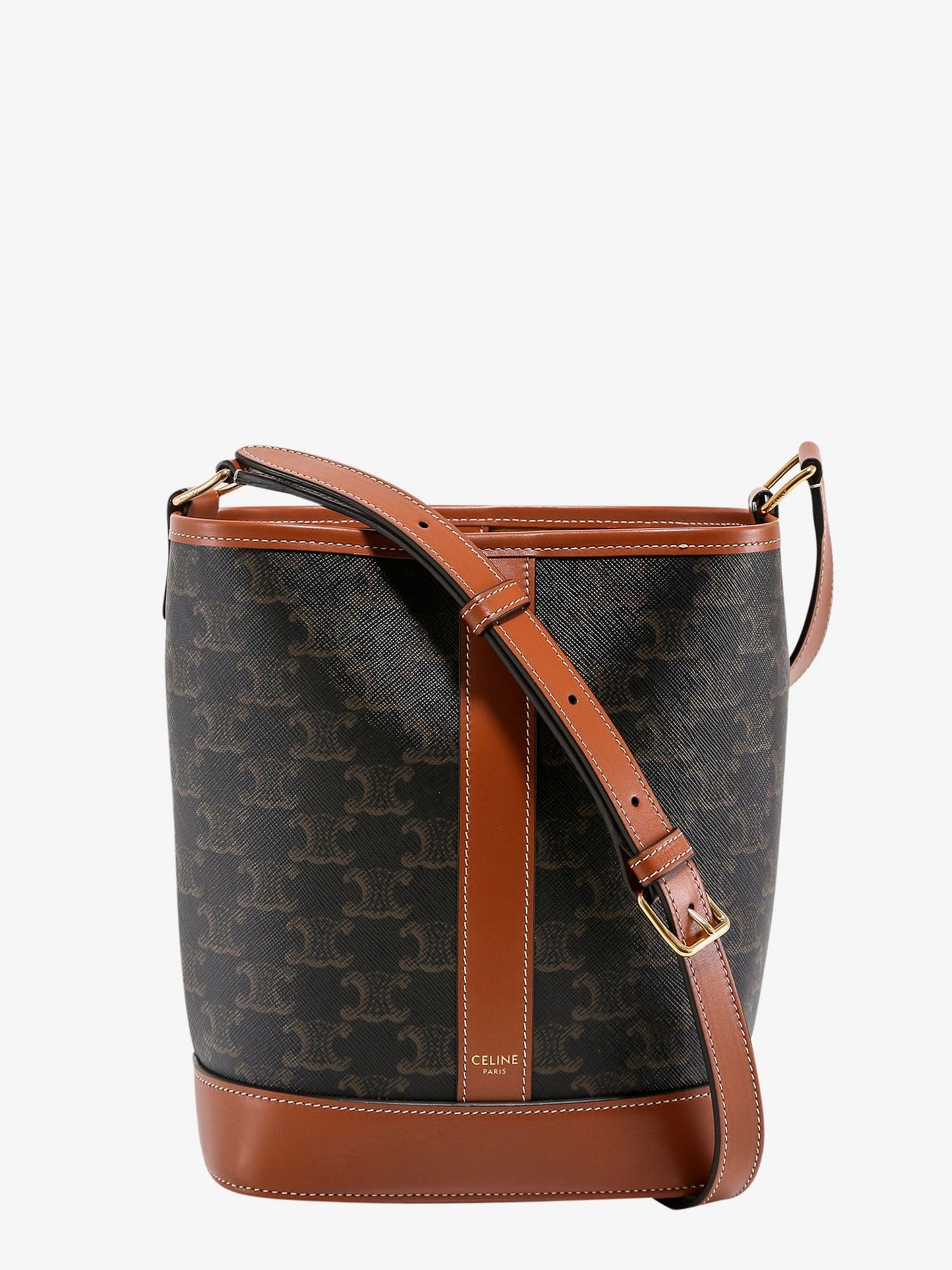 CELINE Triomphe coated canvas bucket bag