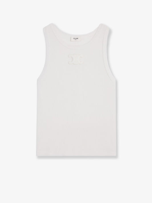 CELINE Triomphe ribbed cotton tank top