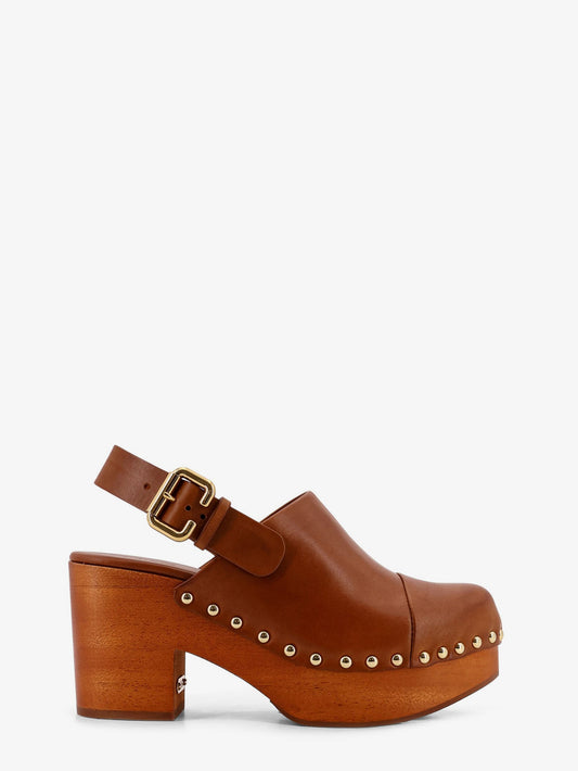 CHLOE' Leather and wood Jeanette sabot