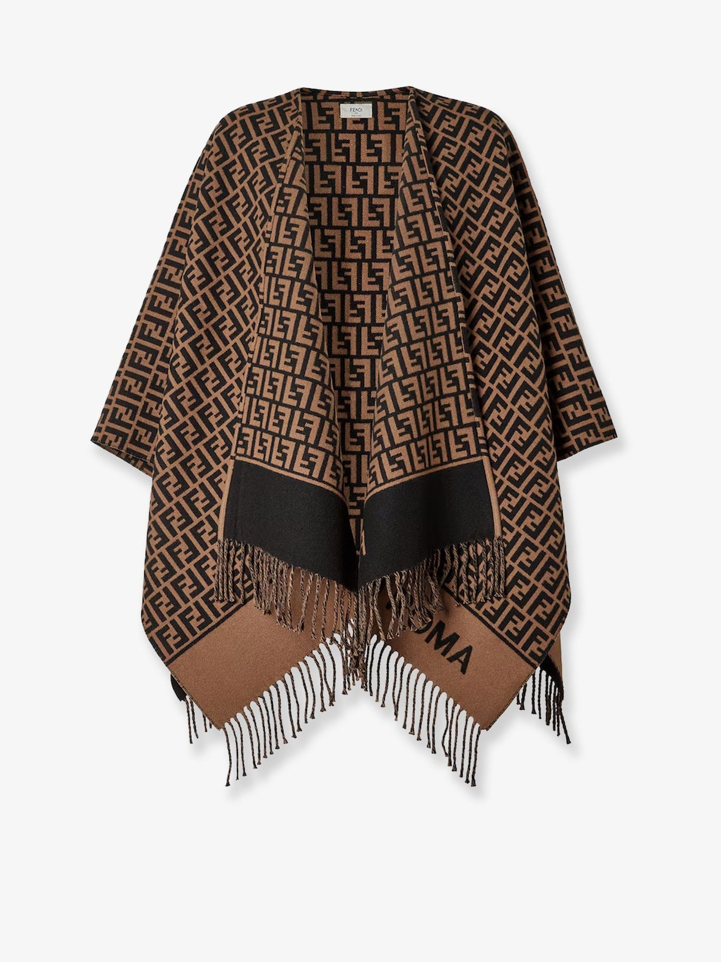 FENDI FF virgin wool and cashmere poncho