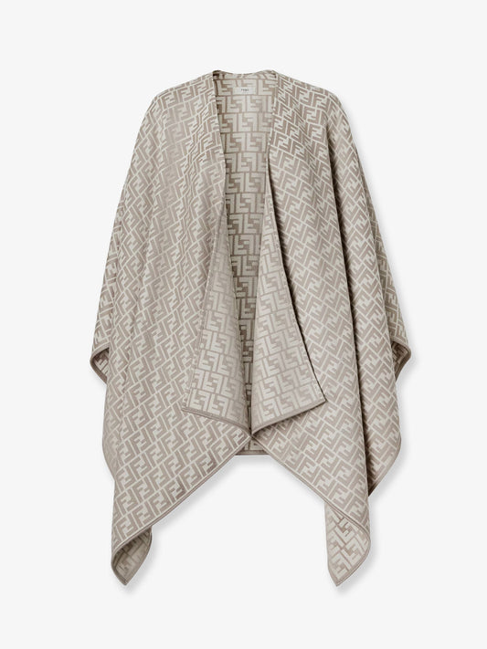 FENDI FF silk and wool poncho