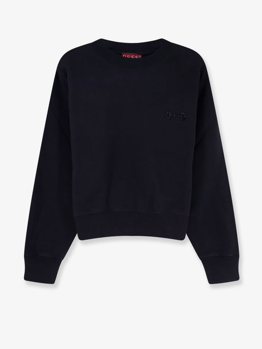 GUCCI Cotton sweatshirt with beaded Horsebit detail