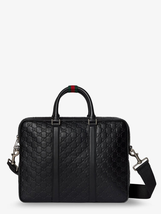GUCCI GG Emblem leather briefcase with all-over GG motif