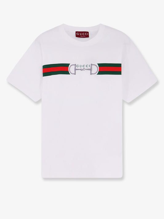 GUCCI Cotton t-shirt with frontal Web Band