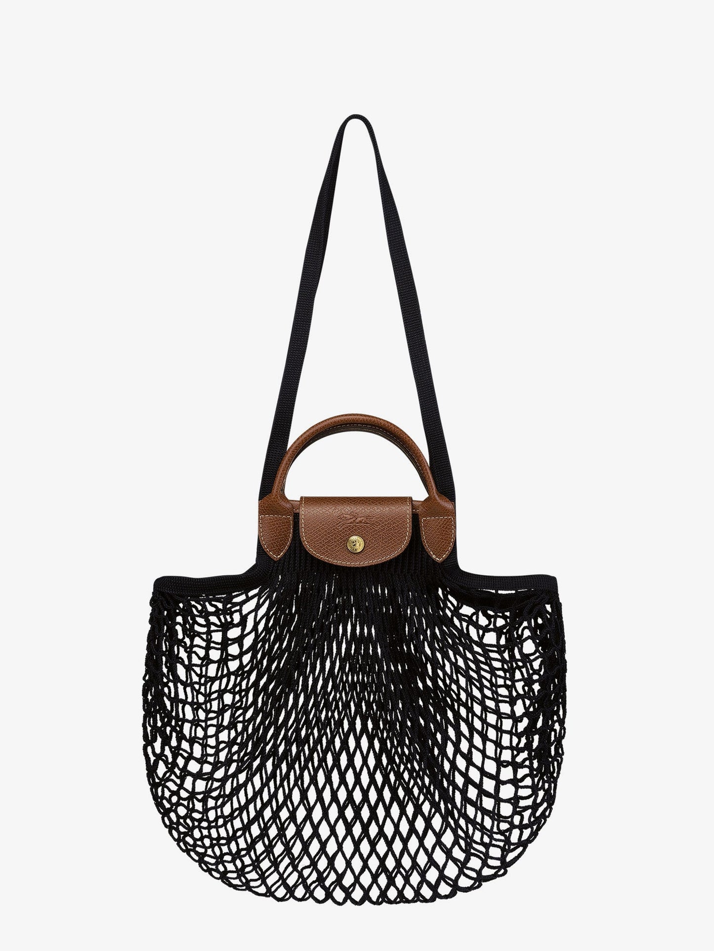LONGCHAMP PARIS Le Pliage Filet L mesh and leather shoulder bag