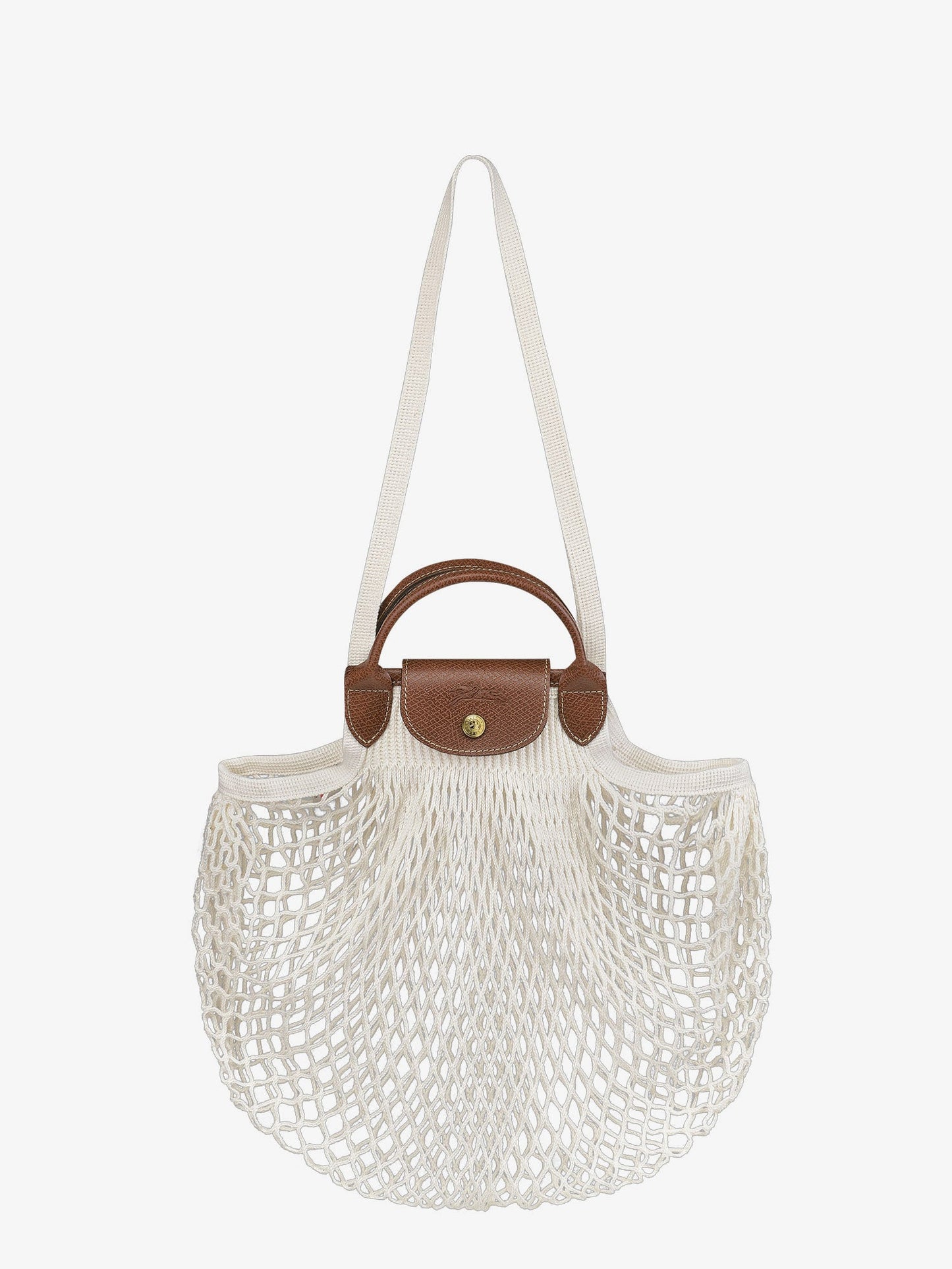 LONGCHAMP PARIS Le Pliage Filet L mesh and leather shoulder bag
