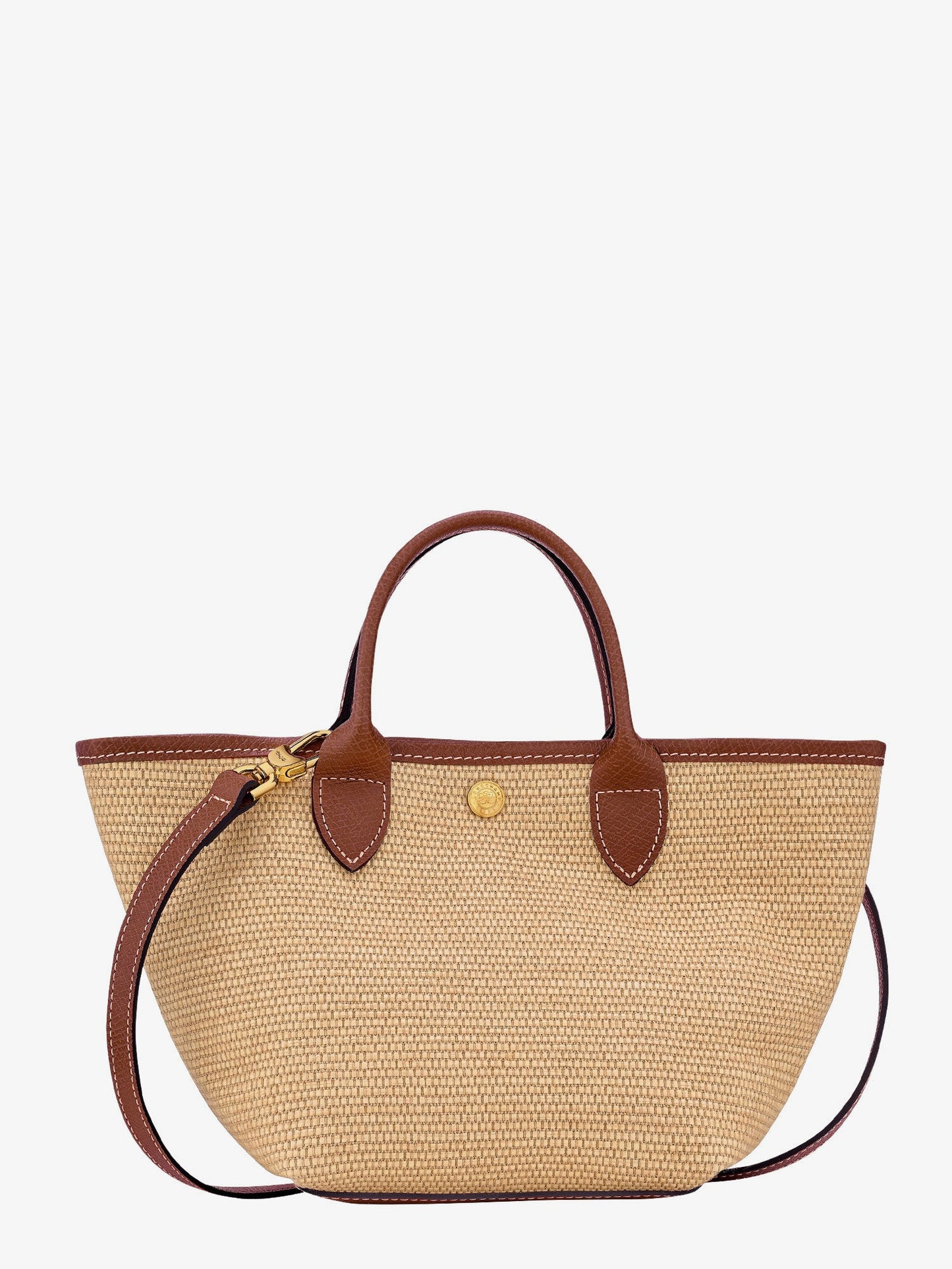 LONGCHAMP PARIS Le Panier Pliage XS rafia and leather crossbody bag