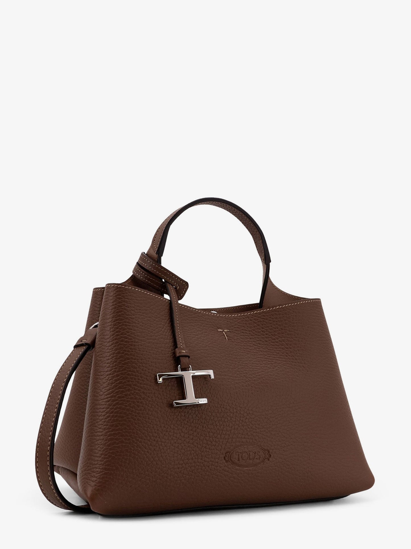 TOD'S Leather shoulder bag with metal T-Timeless logo