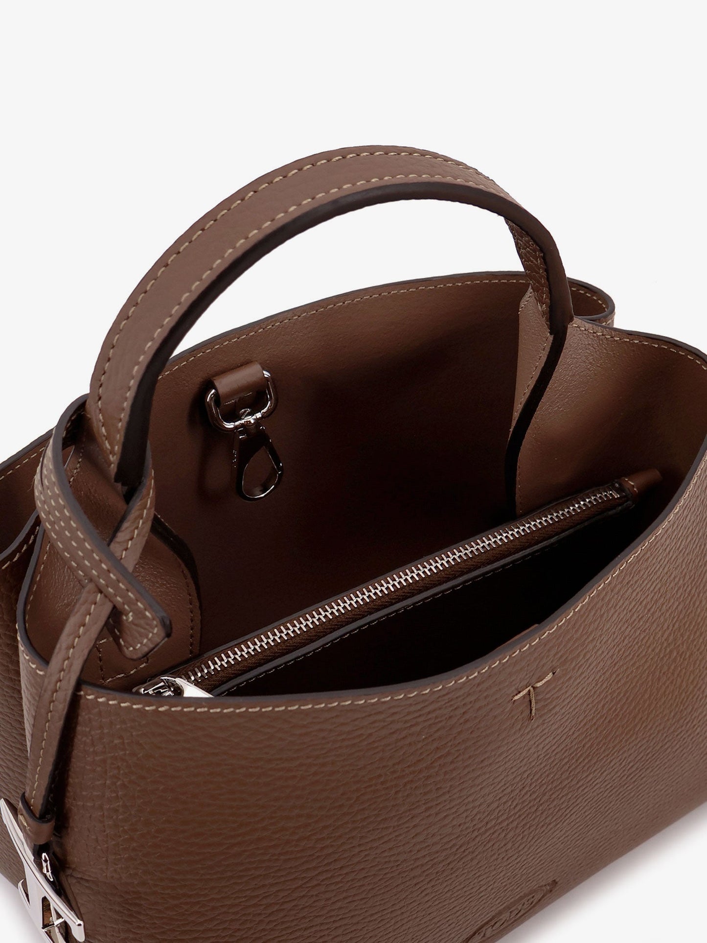 TOD'S Leather shoulder bag with metal T-Timeless logo