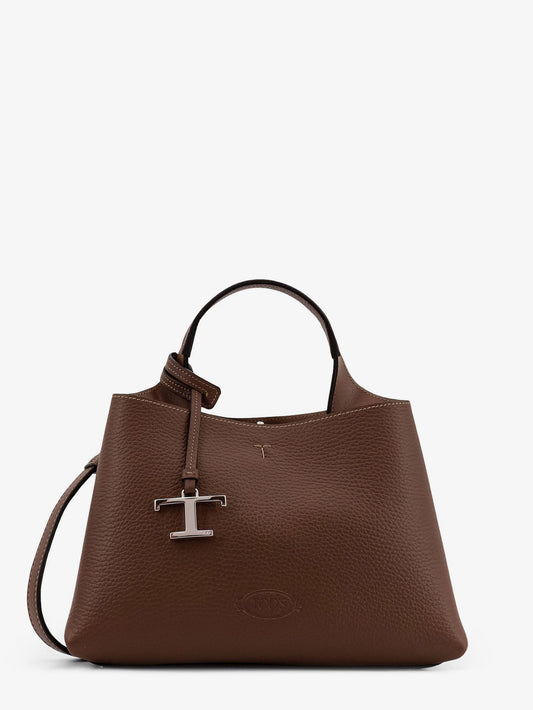 TOD'S Leather shoulder bag with metal T-Timeless logo