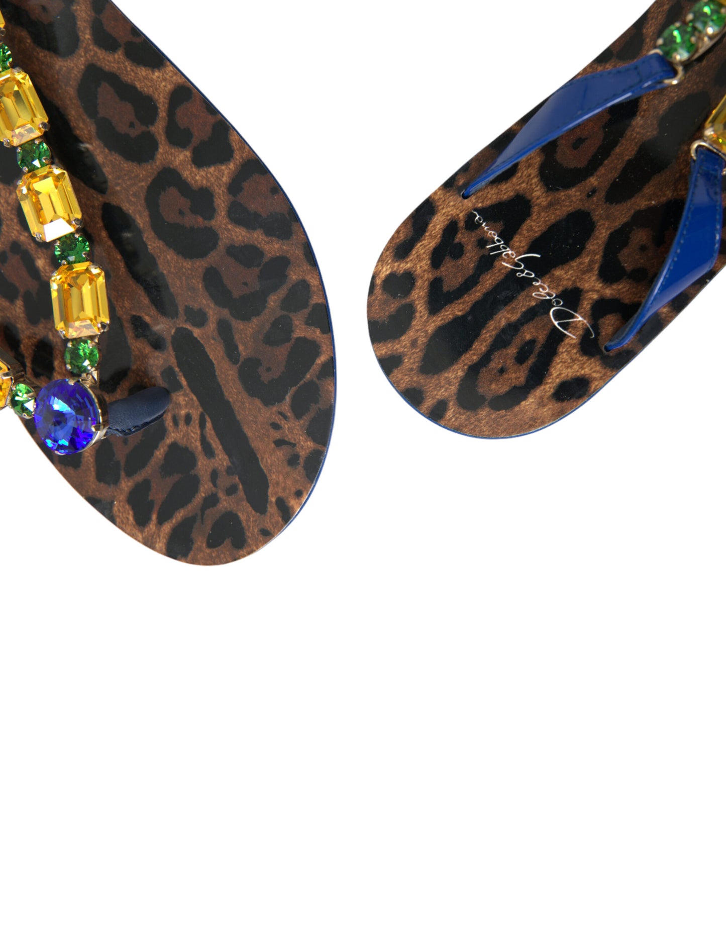 Dolce & Gabbana Blue Crystals Flats Sandals Beachwear Shoes
