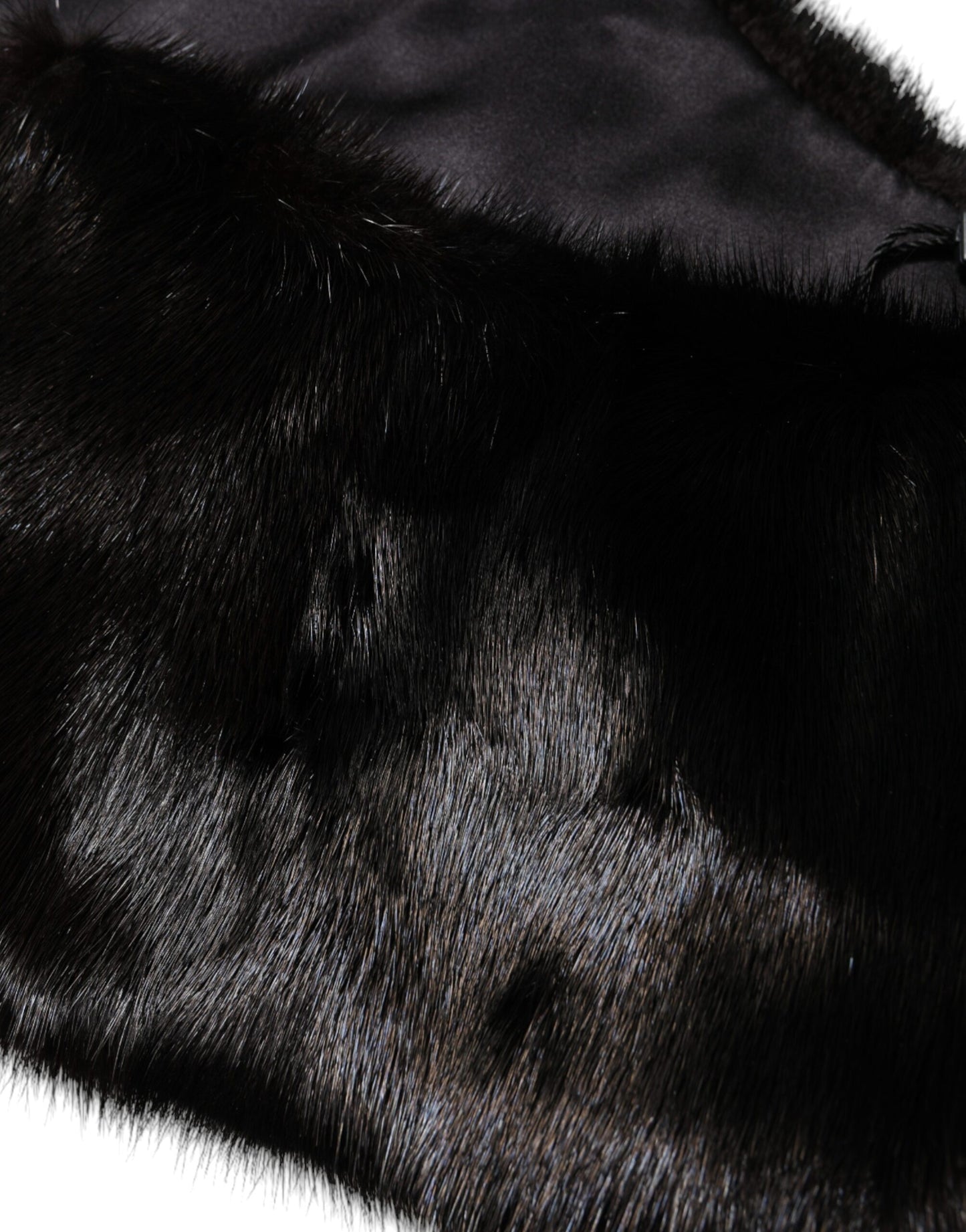 Dolce & Gabbana Black Fur Shawl Neck Wrap Cover Collar Scarf