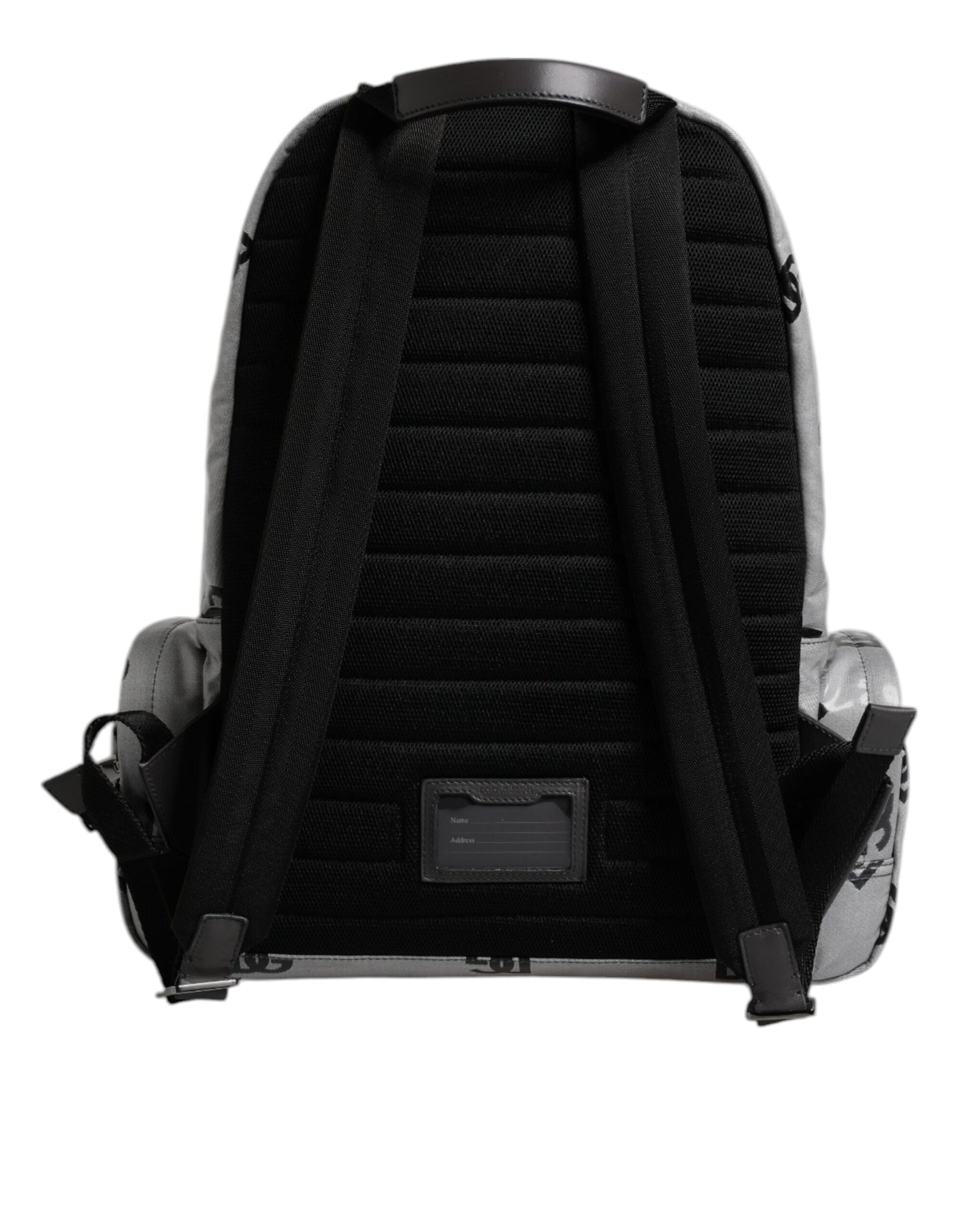 Dolce & Gabbana Polyester Gray Black DG Logo Plaque Backpack Bag