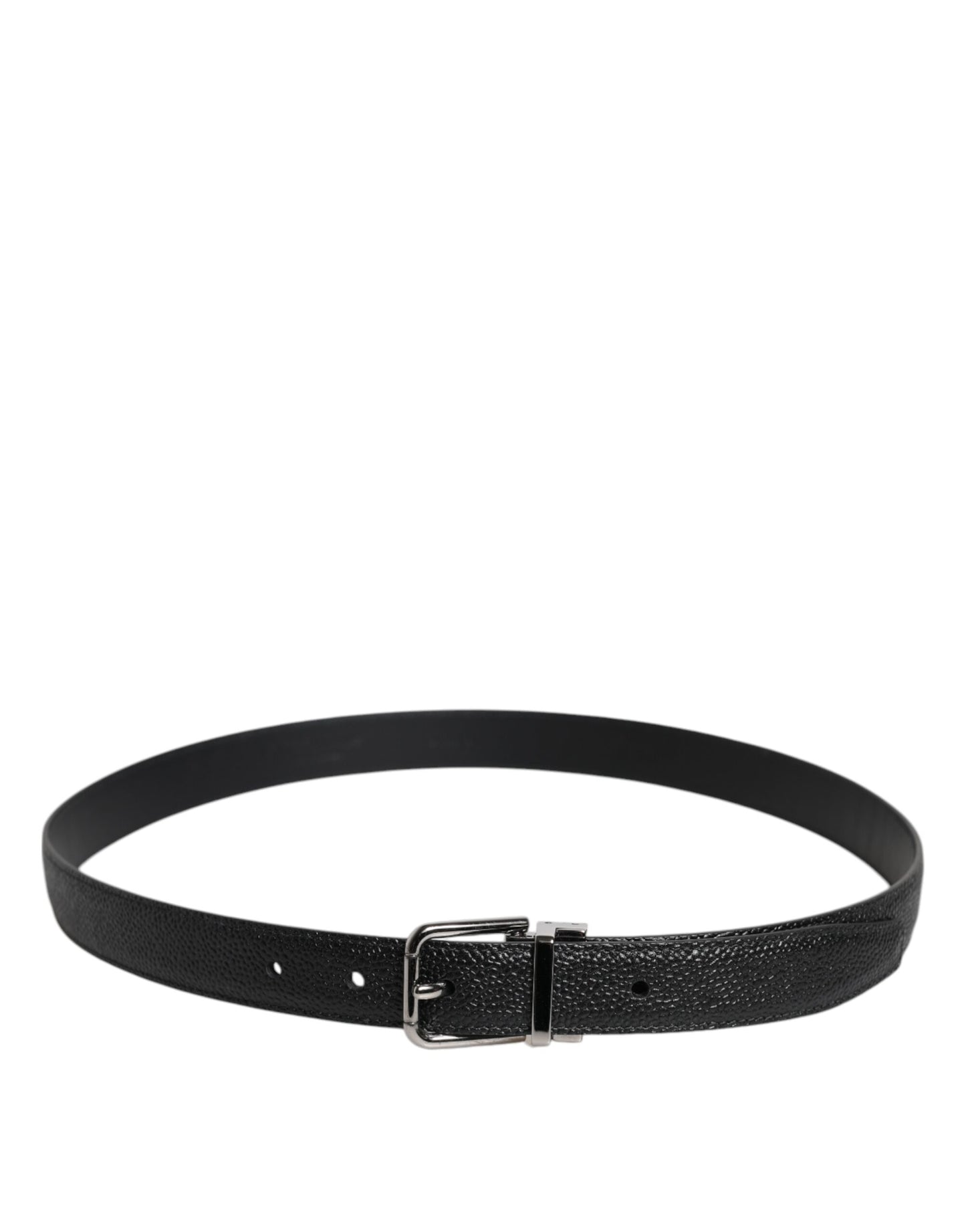 Dolce & Gabbana Black Calf Leather Classic Metal Buckle Belt