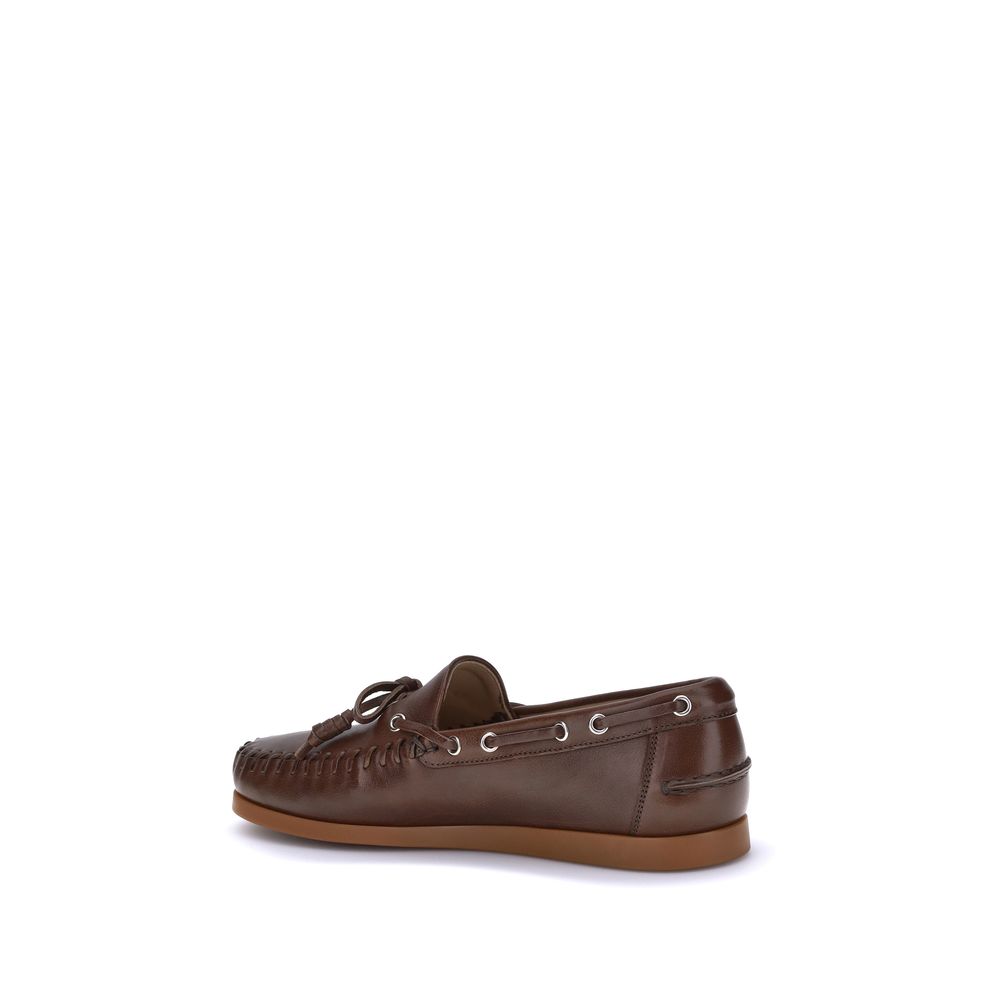 Valentino Garavani Brown Calf Leather Bos Taurus Slip-On Loafers