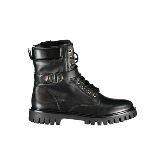 Tommy Hilfiger Black Leather Women Boot