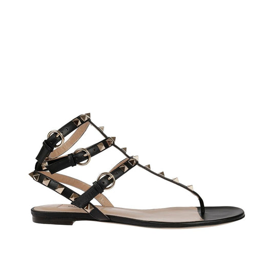 Valentino Garavani Black Calfskin Flip-Flop Sandals