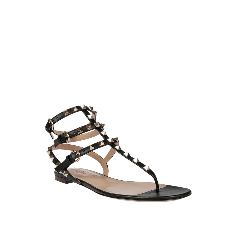 Valentino Garavani Black Calfskin Flip-Flop Sandals