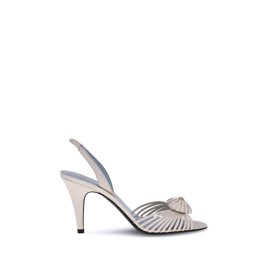 Valentino Garavani White Calf Leather Bos Taurus Stiletto Heel Sandals
