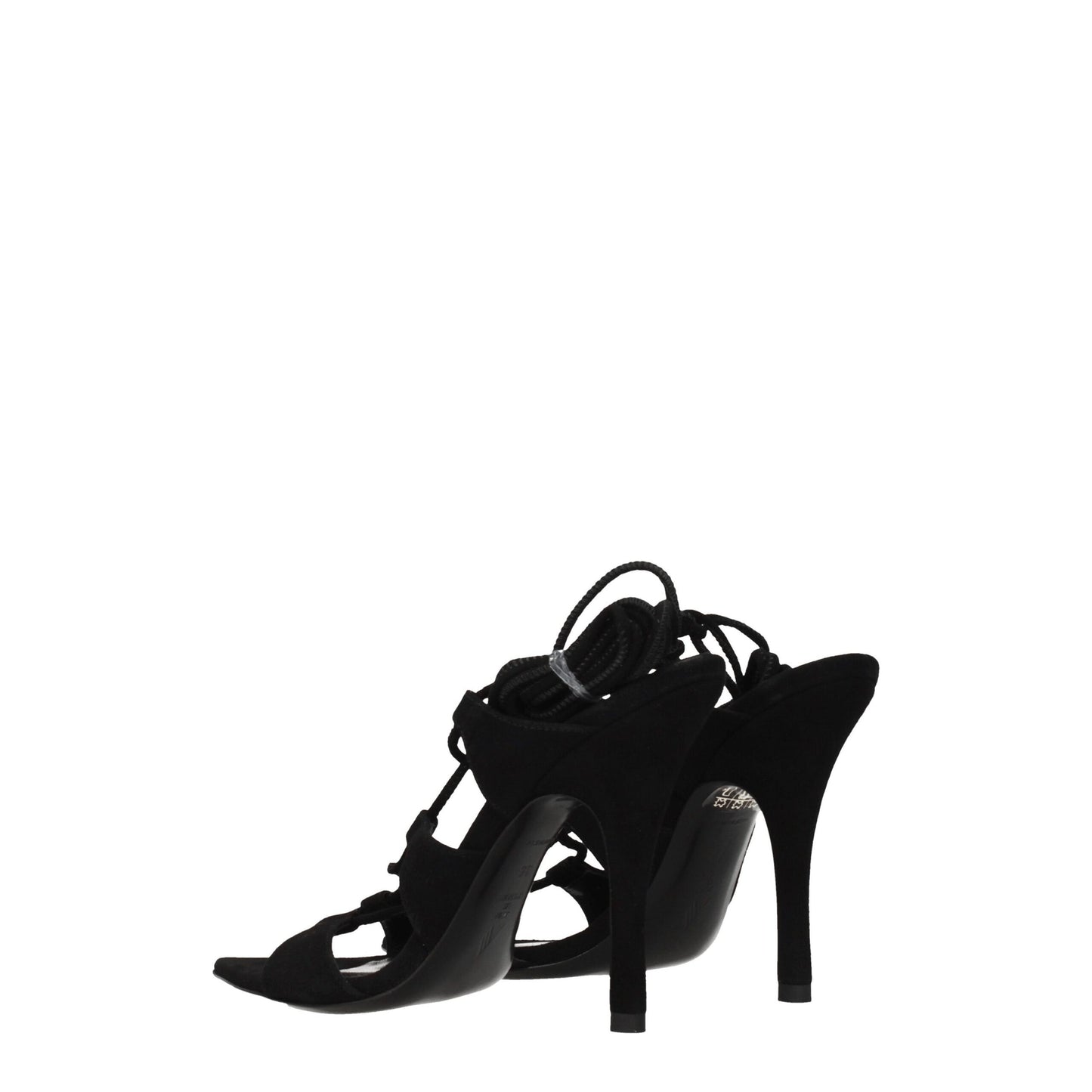 The Attico Black Leather Stiletto Heel Sandals