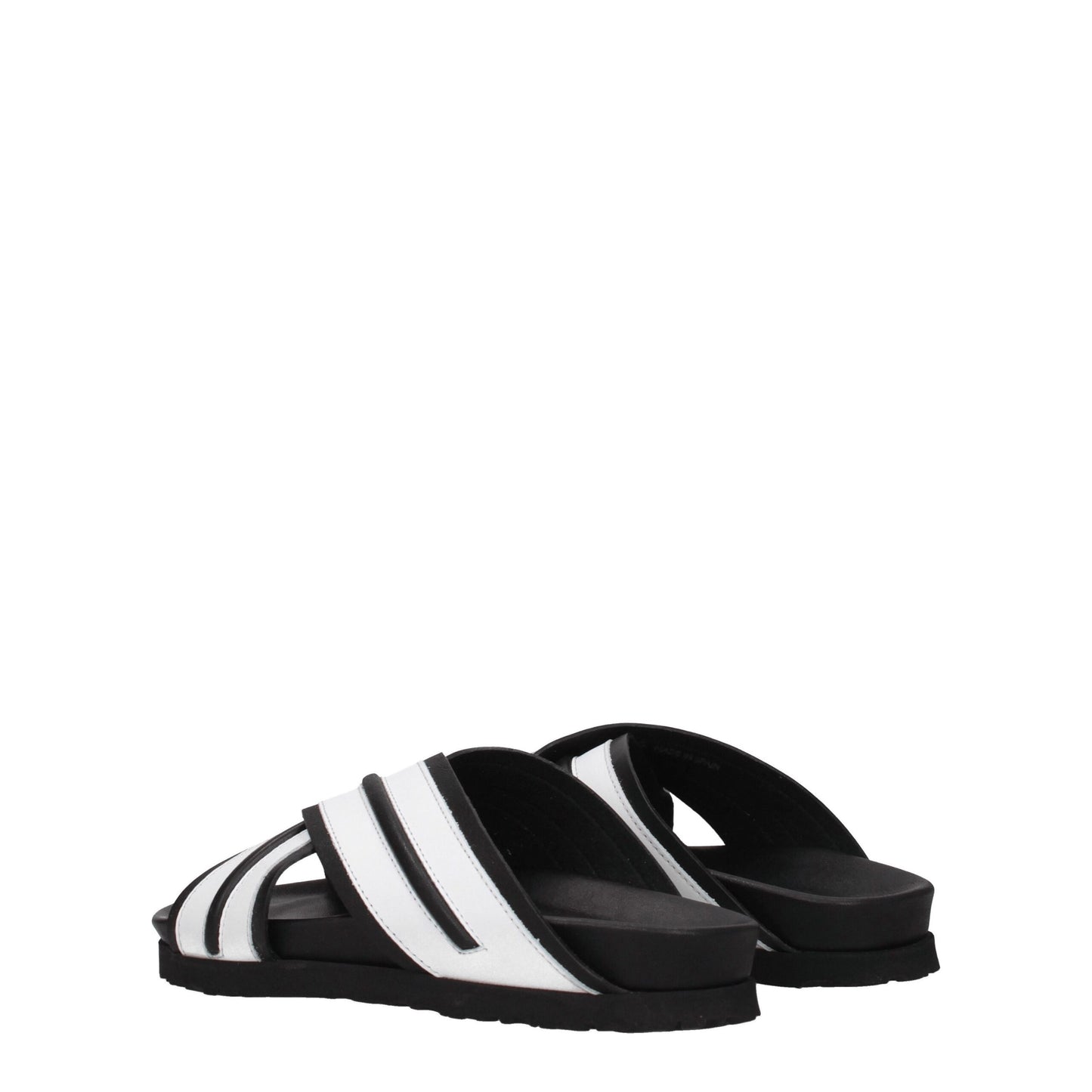 Palm Angels White Leather Slippers