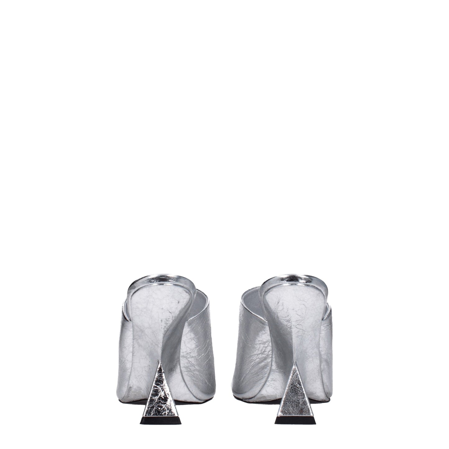 The Attico Gray Leather Platform Sandals