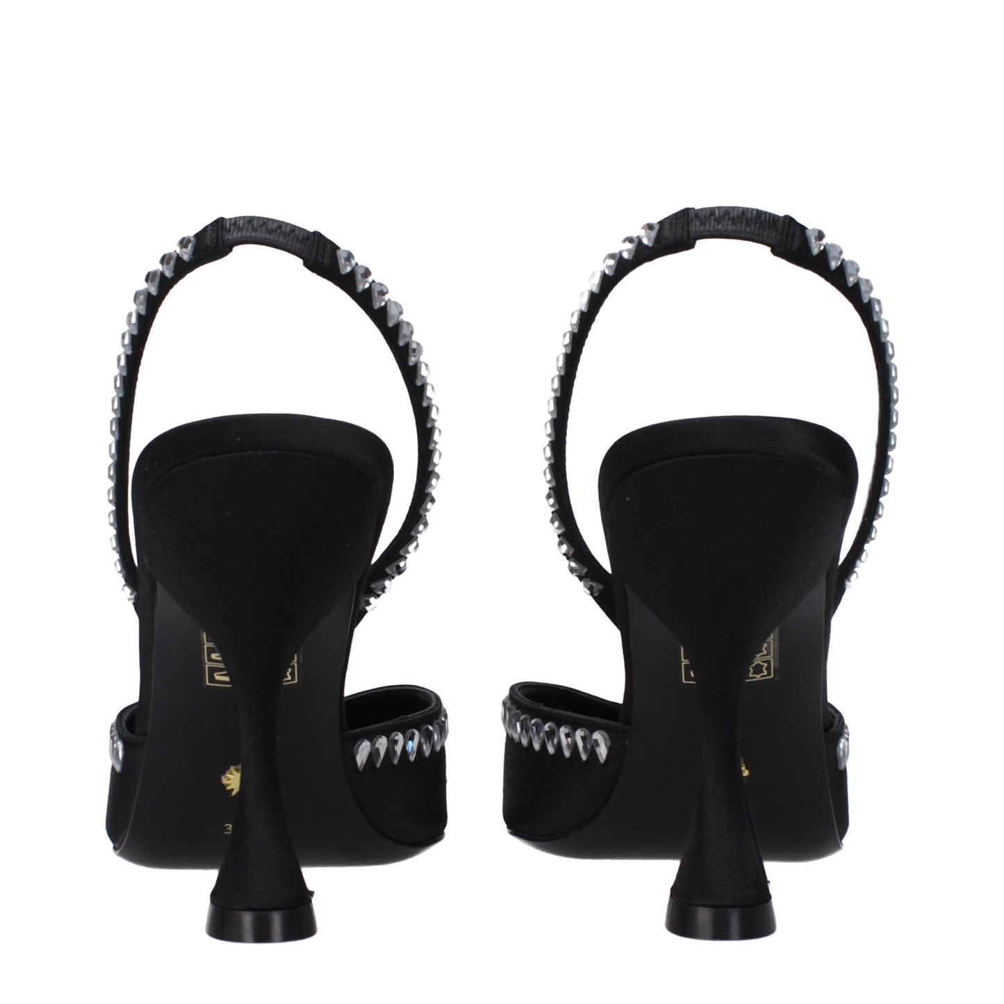 Stuart Weitzman Black Satin Stiletto Heel Sandals