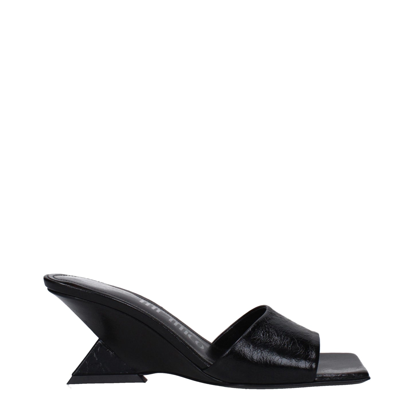 The Attico Black Leather Flat Sandals