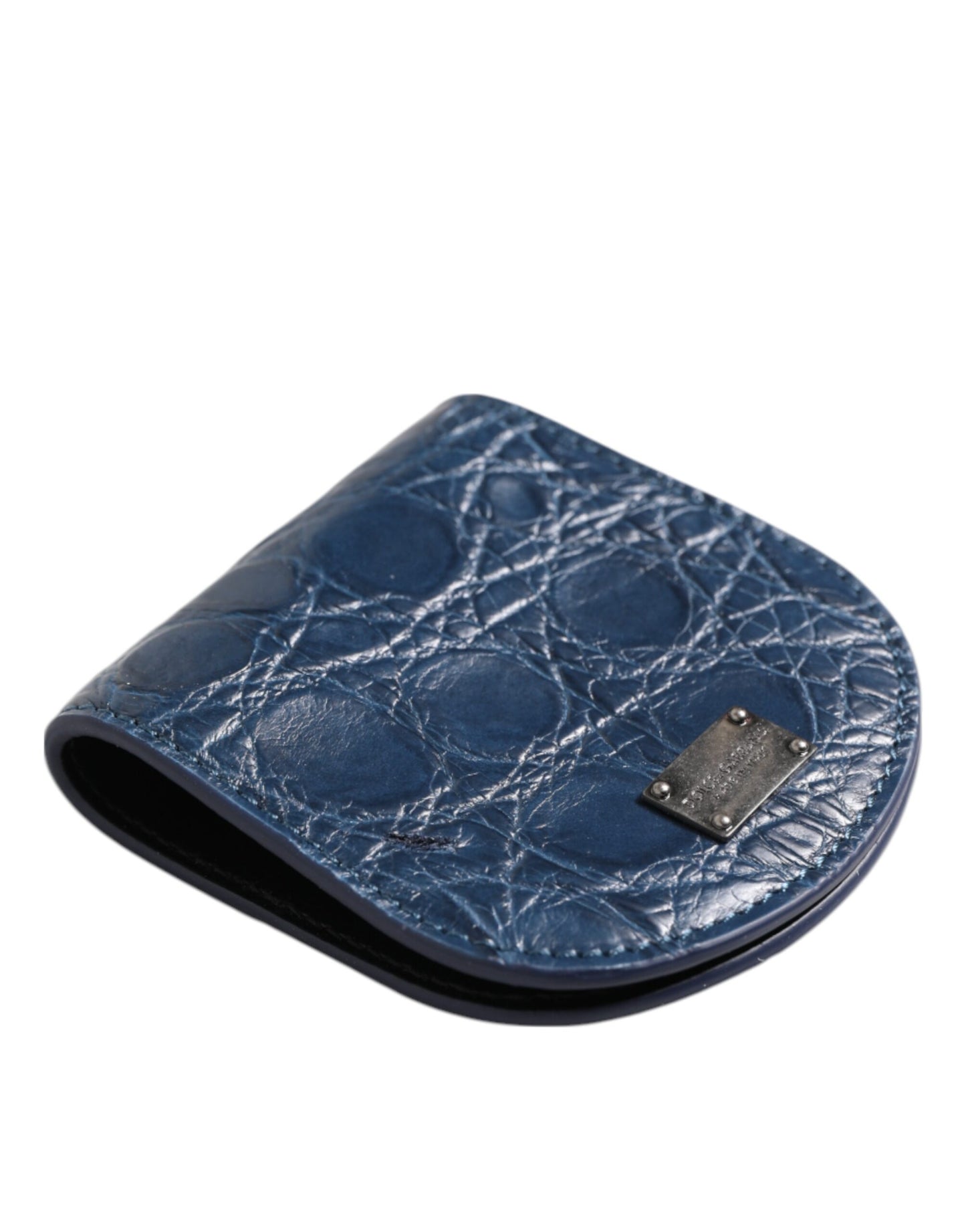 Dolce & Gabbana Blue Exotic Skin Coin Condom Case Holder Pocket Wallet